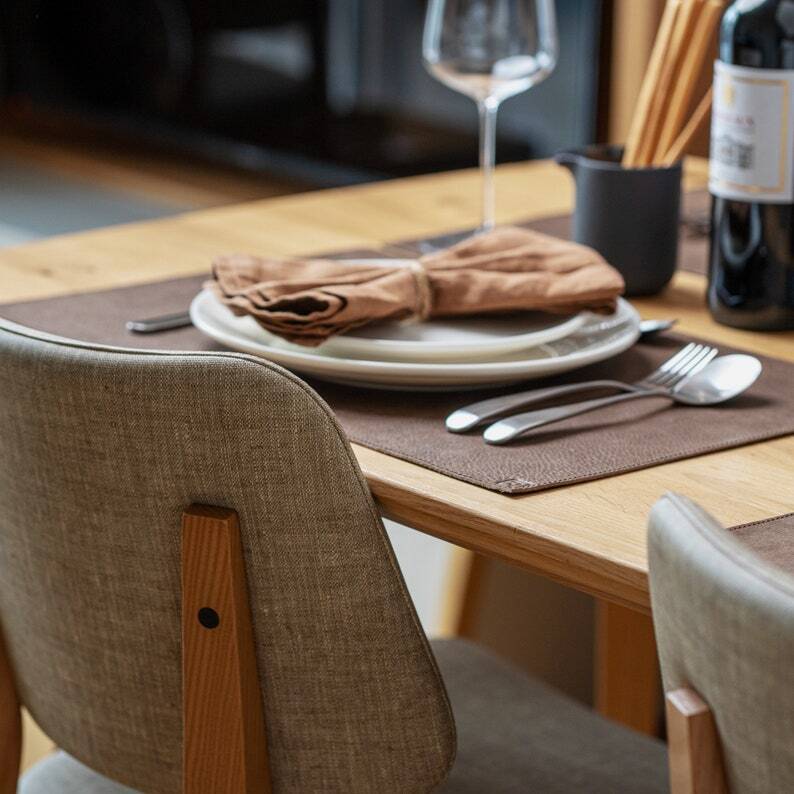 ROHLEDER Premium Brown Leather Placemats  C Waterproof, Oil Absorbent, Handcrafted, 4-8 Pack, 12.6   x20   , Home D  cor