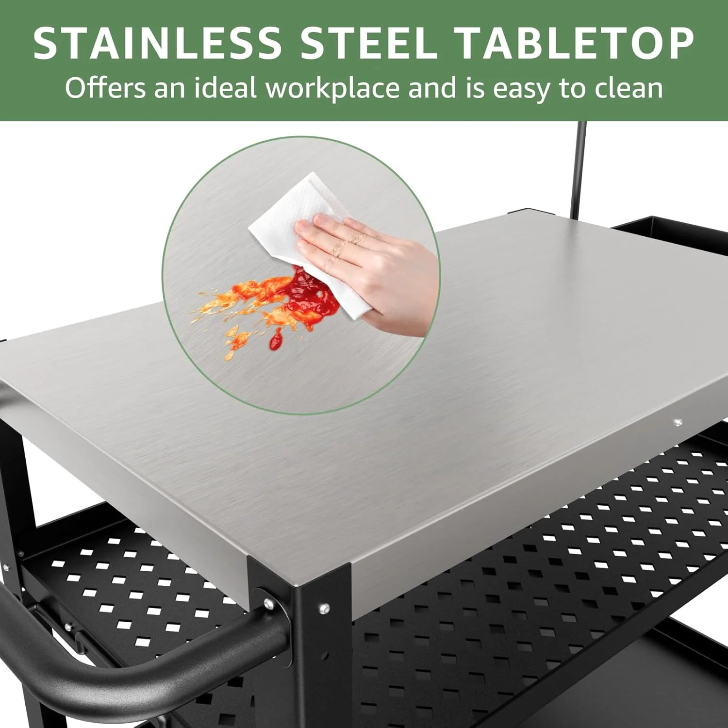 Stainless Steel Outdoor Grill Table with Wheels for 17???? or 22???? Griddles