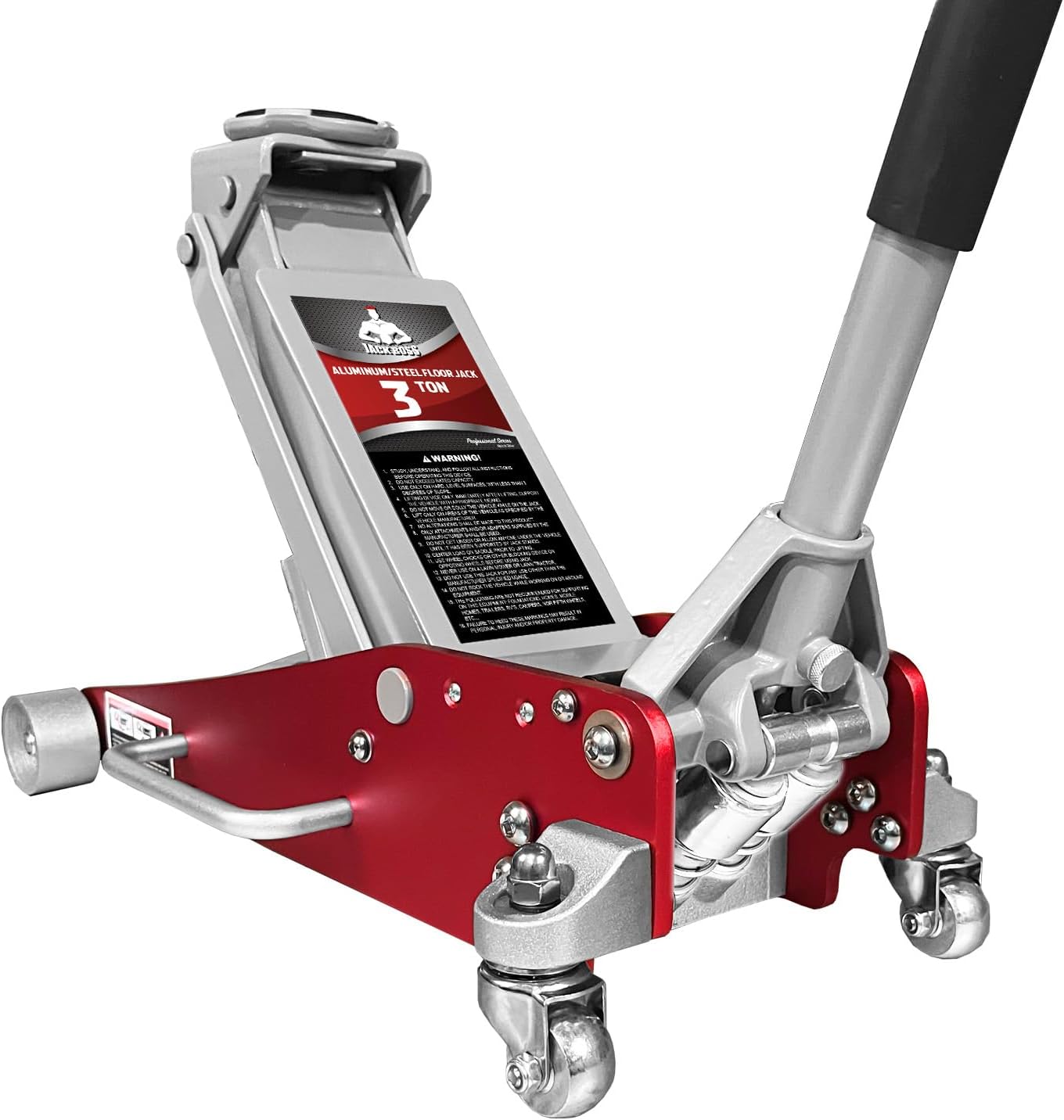 Red Aluminum & Steel 3 Ton Hydraulic Floor Jack with Quick Lift Pump