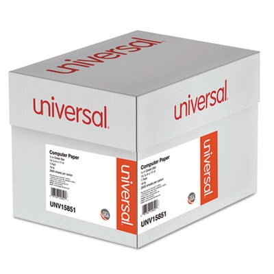 Universal Green Bar Computer Paper, 18lb, 12-7/8��� x 11���, 2600 Sheets, White/Green, Perforated