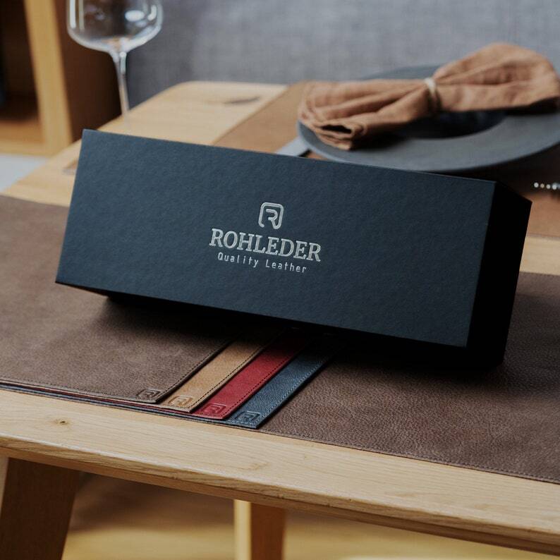 ROHLEDER Premium Brown Leather Placemats  C Waterproof, Oil Absorbent, Handcrafted, 4-8 Pack, 12.6   x20   , Home D  cor