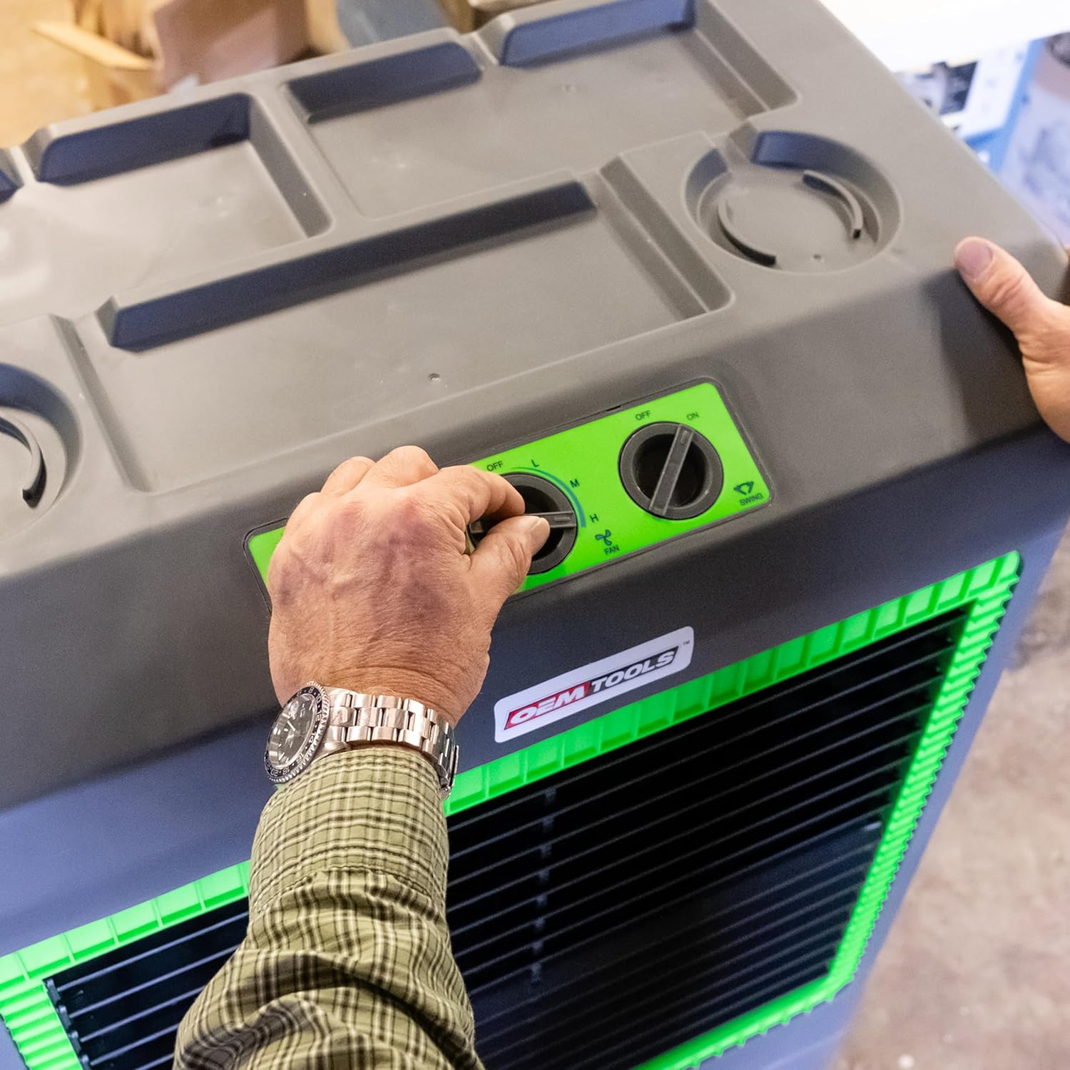 23969 3-Speed Evaporative Cooler, Green and Gray, Cools Up to 1600 Square Feet, 5300 CFM, Portable Cooler Fan