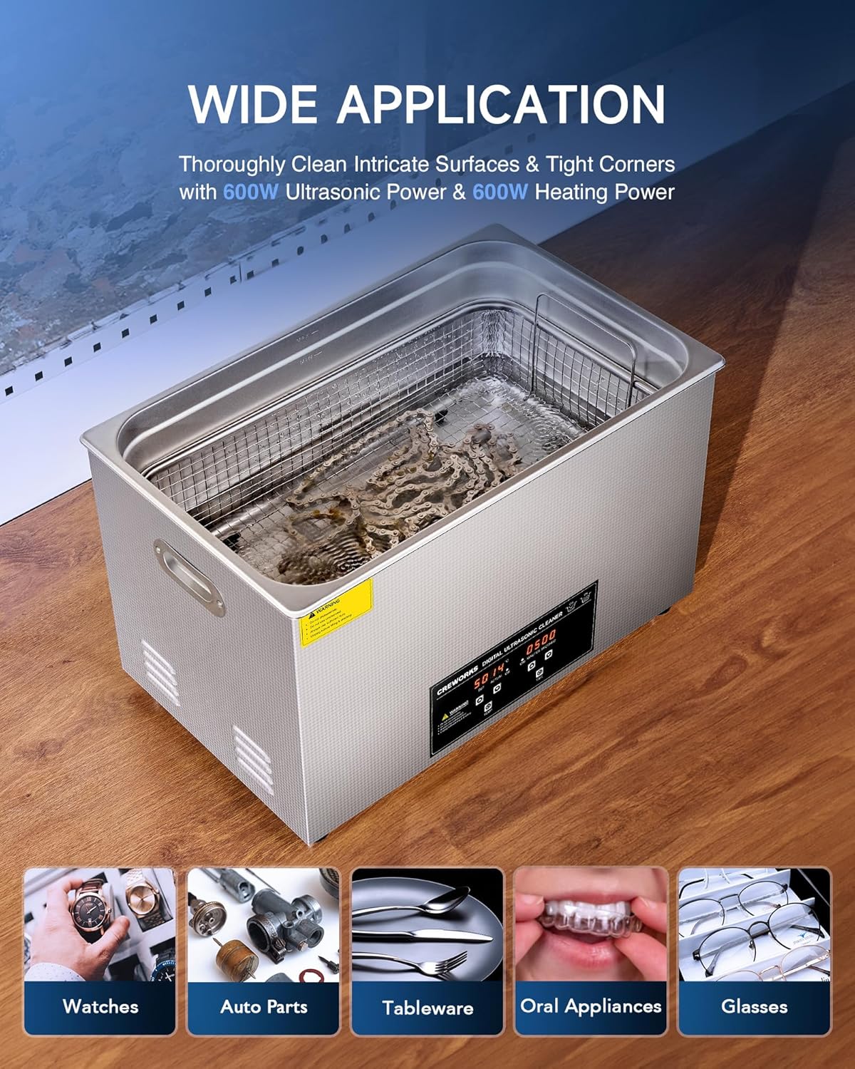 30L Large Ultrasonic Cleaner, Total 1400W Professional Industrial Auto Cleaning Machine for Carburetor Tools Parts Instrument, 40kHz Digital Sonic Cavitation Cleaner with Heater & Timer