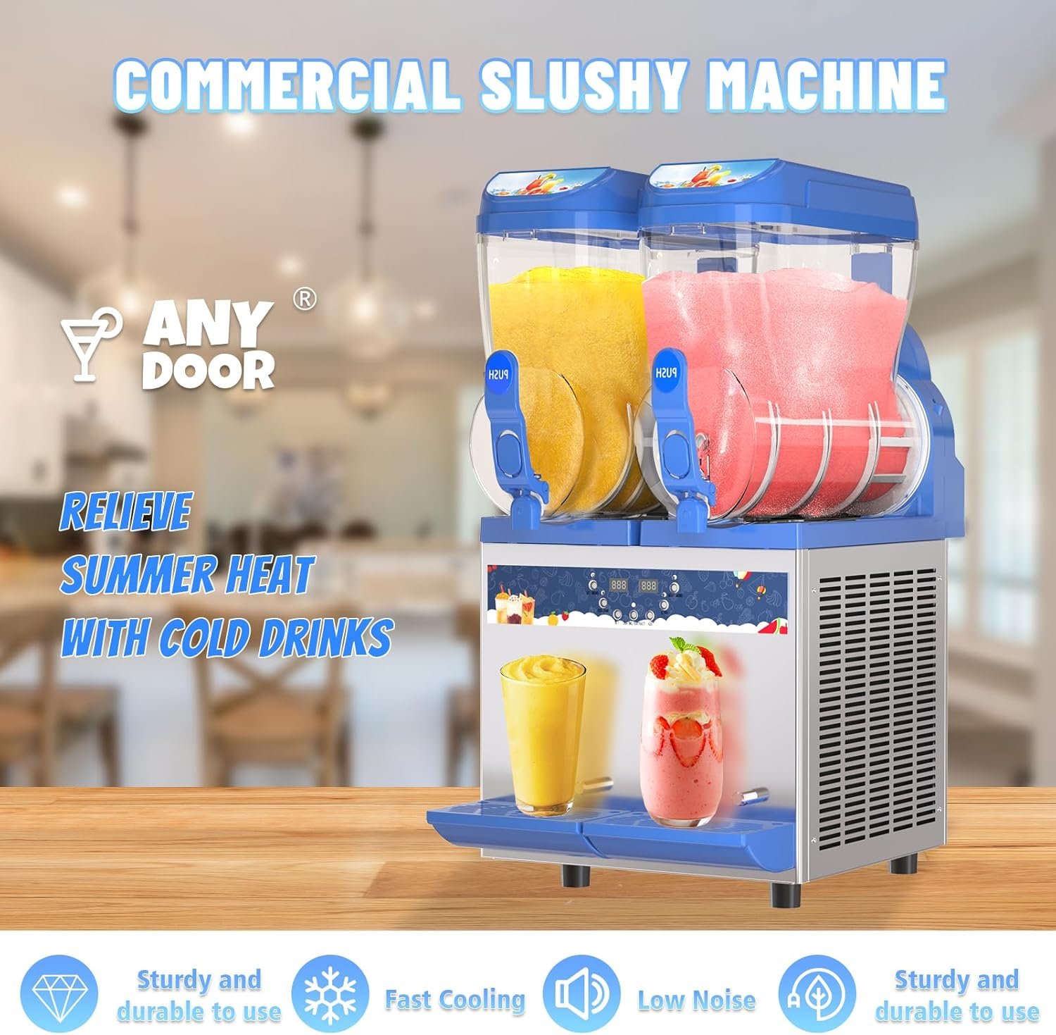Commercial Slushy Machine �C 1000W 30L Tanks Slush Maker Machine 304 Stainless Steel Commercial Margarita Machines Efficient Cooling the Ideal Slushie Maker for Bars Cafes Restaurants