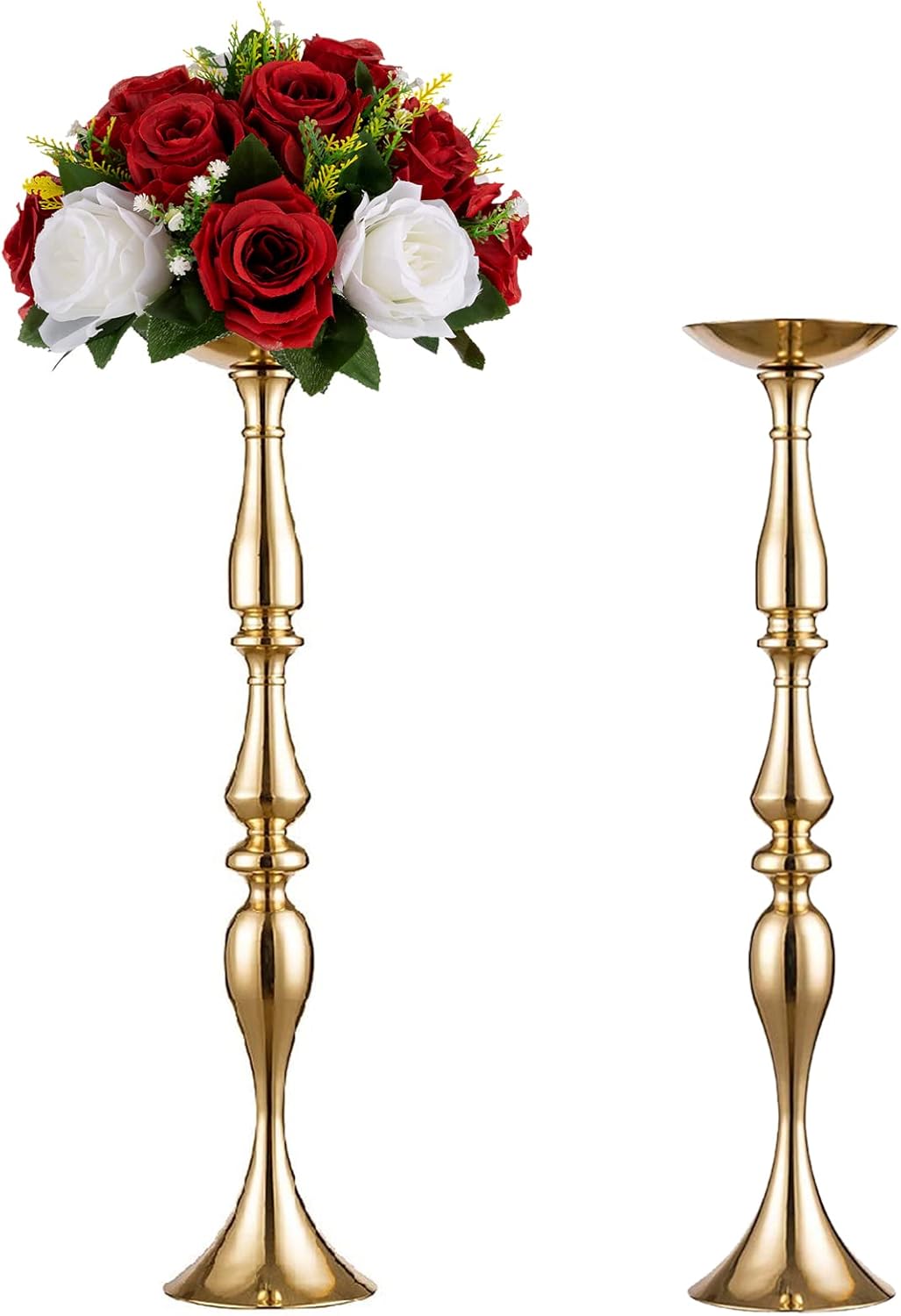 Elegant Silver Metal Wedding Centerpiece Stand 31.5     C Tall Tabletop Decor for Events & Parties
