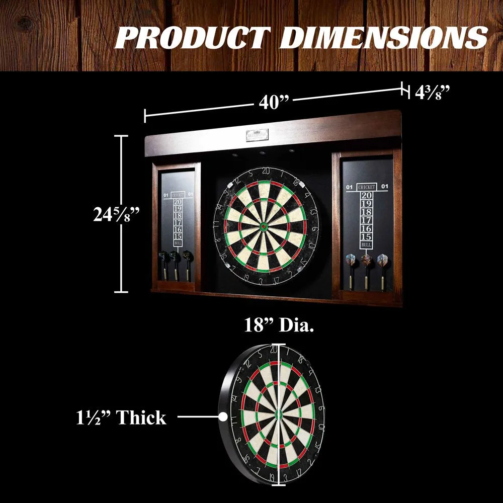 Barrington 40 Inch Dartboard Cabinet with LED Lights, 40 Inch X 4.375 Inch X 24.625 Inch