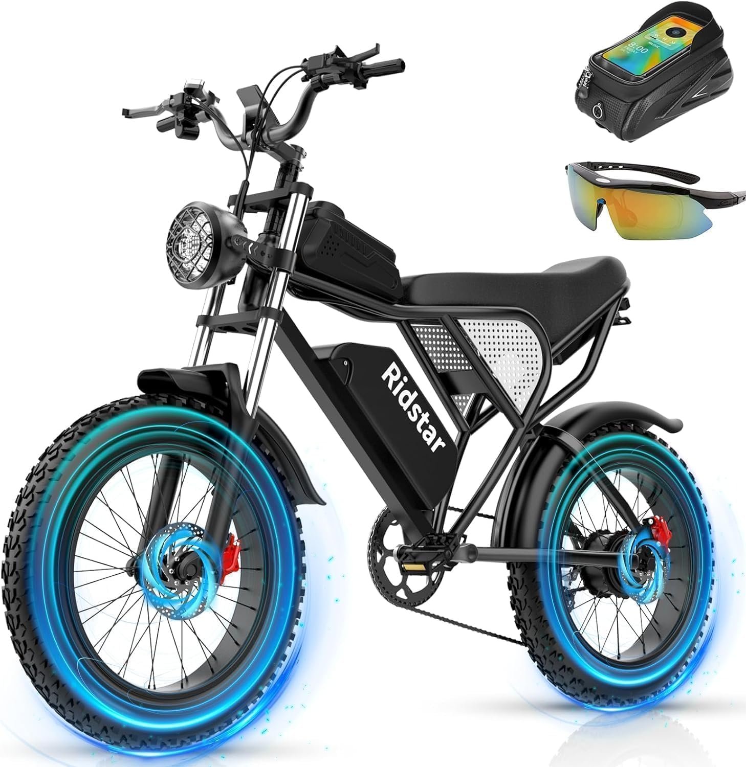 Electric Bike for Adults Q20, 2000/1500W, 37/30MPH,52V 40AH,48V/20AH E-Bike,30-180 Miles Electric Motorcycle, 20��� Fat Tire Dirt Bike, UL2849 All Terrain for Mountains, Snow, Sand, Road