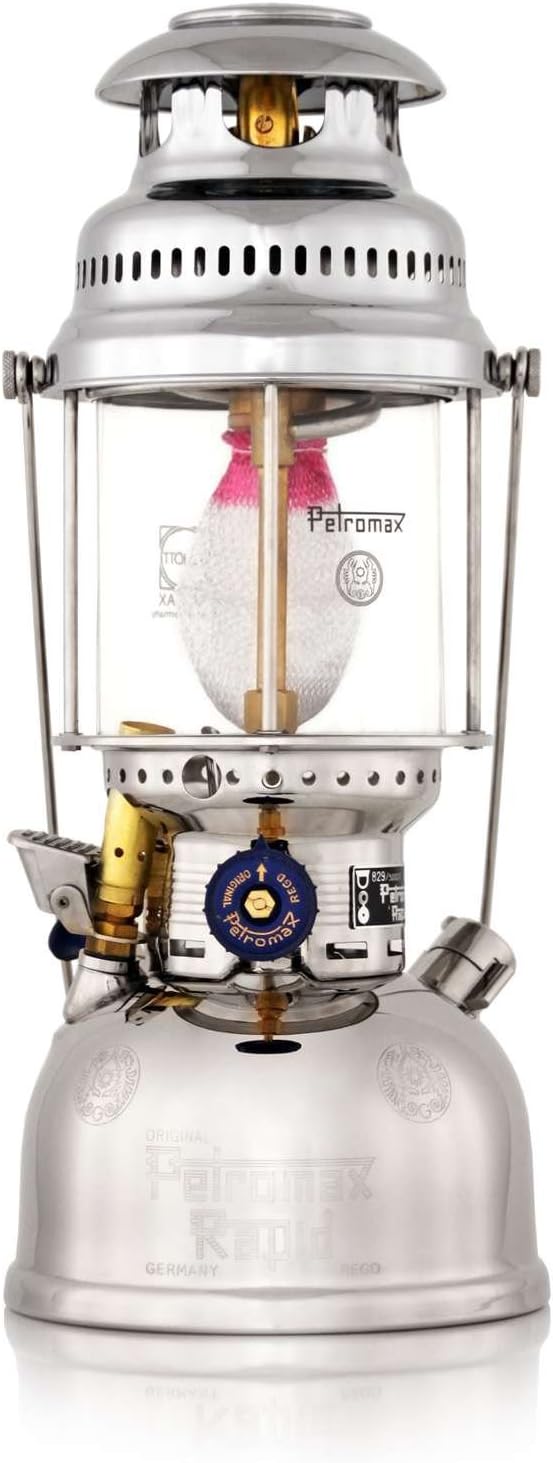 HK500 Pressurized Lantern, 500 Candlepower with 1 Quart Kerosene Tank for Home, Camping or Emergency Lighting, Hand Assembled High Pressure 400 Watt Lamp, Polished Brass