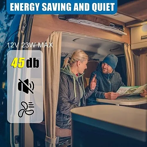 OUTPRIZE 14��� RV Roof Vent Fan, 12V Remote Control, Quiet, Smart with Rain Sensor, 10-Speed, Energy Efficient