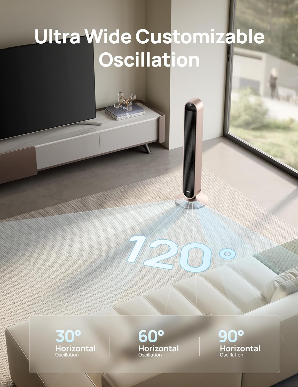 Dreo Tower Fan for Bedroom, 42 Inch 120�� Oscillating Fan, 25dB Quiet DC Motor, 28ft/s Velocity Bladeless Standing Fan with 12 Speeds, 4 Modes, 12H Timer Cooling Fans for Home, Living Room, Pilot Max S