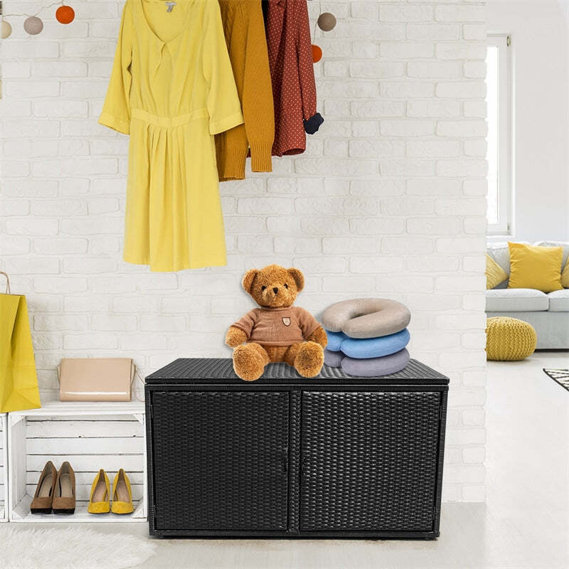 Keter 88 Gallon Rattan Outdoor Deck Storage Box  C Weatherproof Patio Container