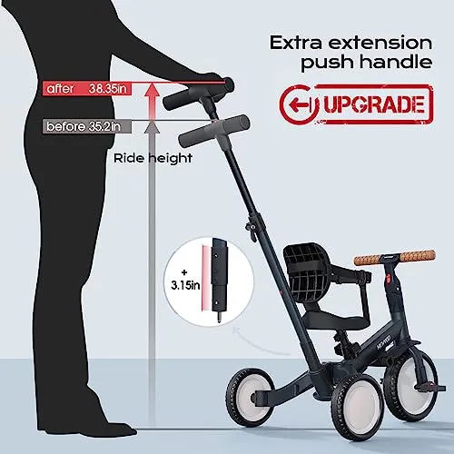 Newyoo Tricycles for 1-3 Year Olds, Toddler Bike with Backrest and Safety Belt