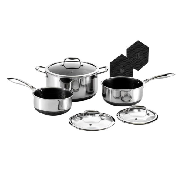 HexClad Hybrid Nonstick 6-Piece Pot Set, Dishwasher Safe