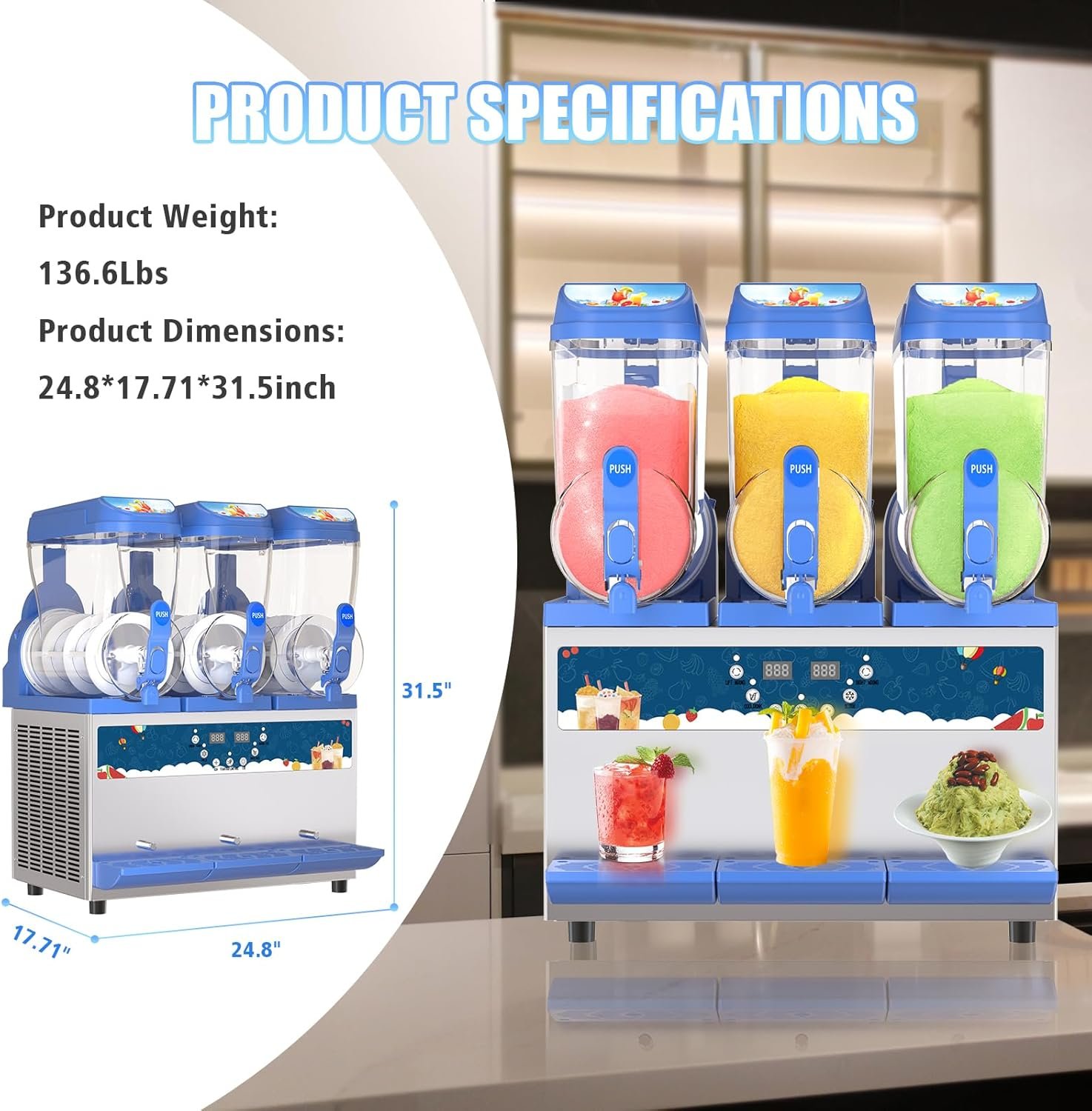 Commercial Slushy Machine �C 1000W 30L Tanks Slush Maker Machine 304 Stainless Steel Commercial Margarita Machines Efficient Cooling the Ideal Slushie Maker for Bars Cafes Restaurants