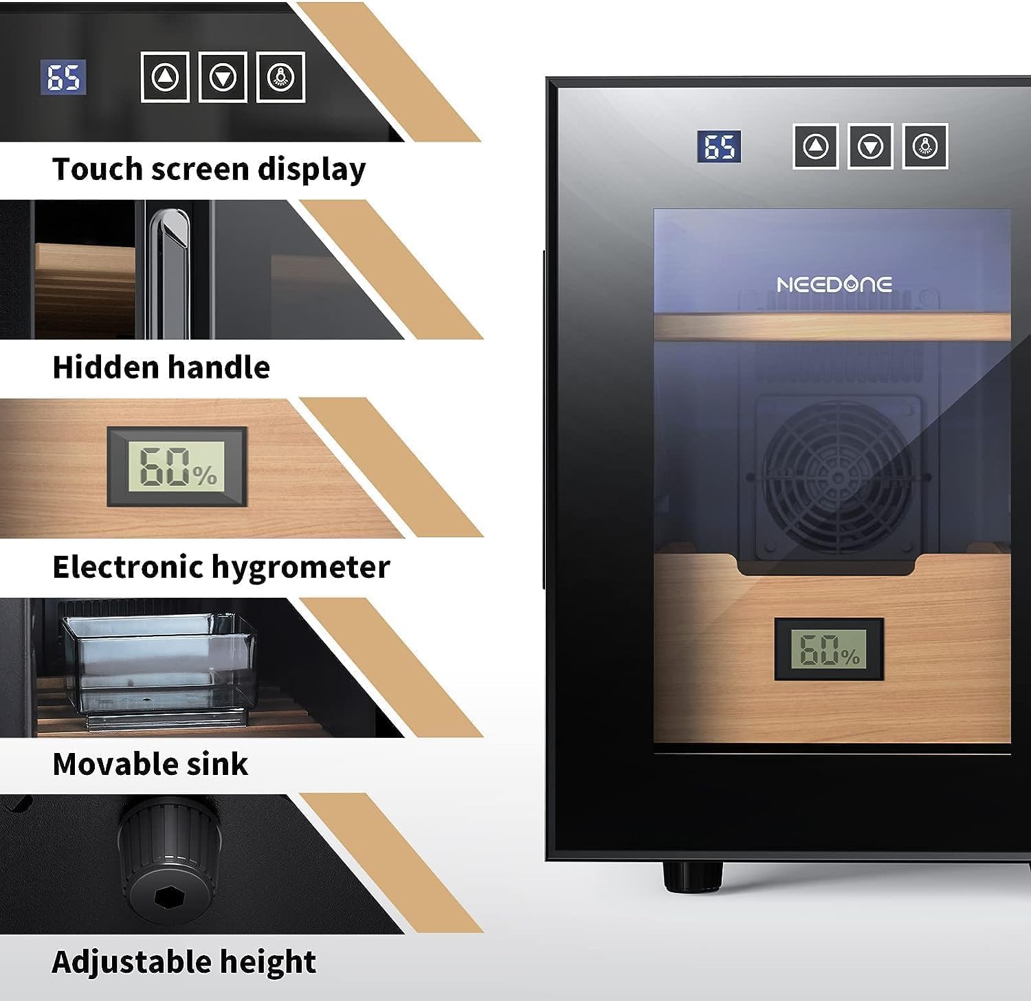 ThermoCigar 48L Cigar Humidor with Heating & Cooling, Cedar Wood, Digital Hygrometer, Quiet Electric Cooler for 350 Cigars