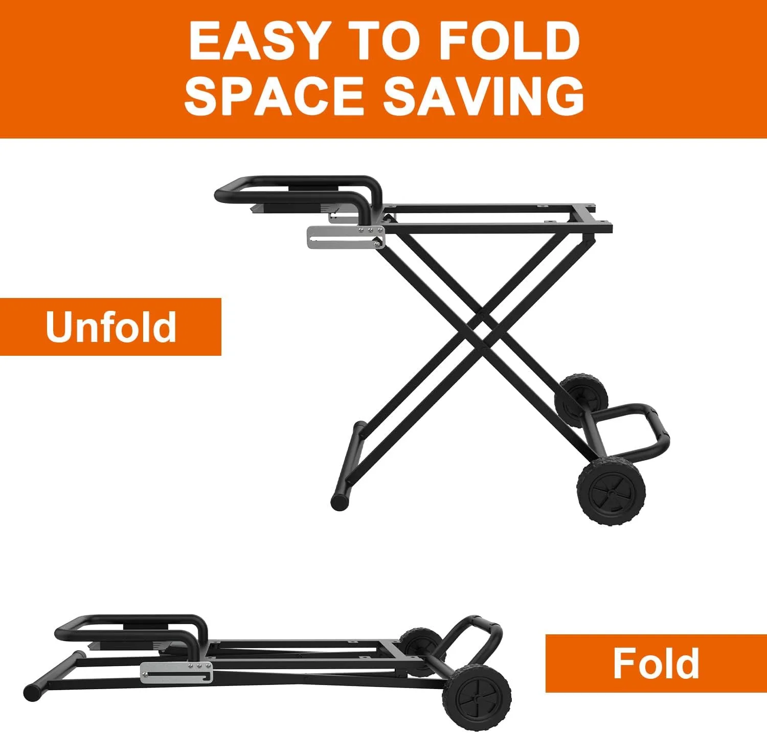 Portable Grill Cart for Blackstone 17 Inch & 22 Inch Table Top Griddles - Folding Cart Griddle Stand with Side Shelf