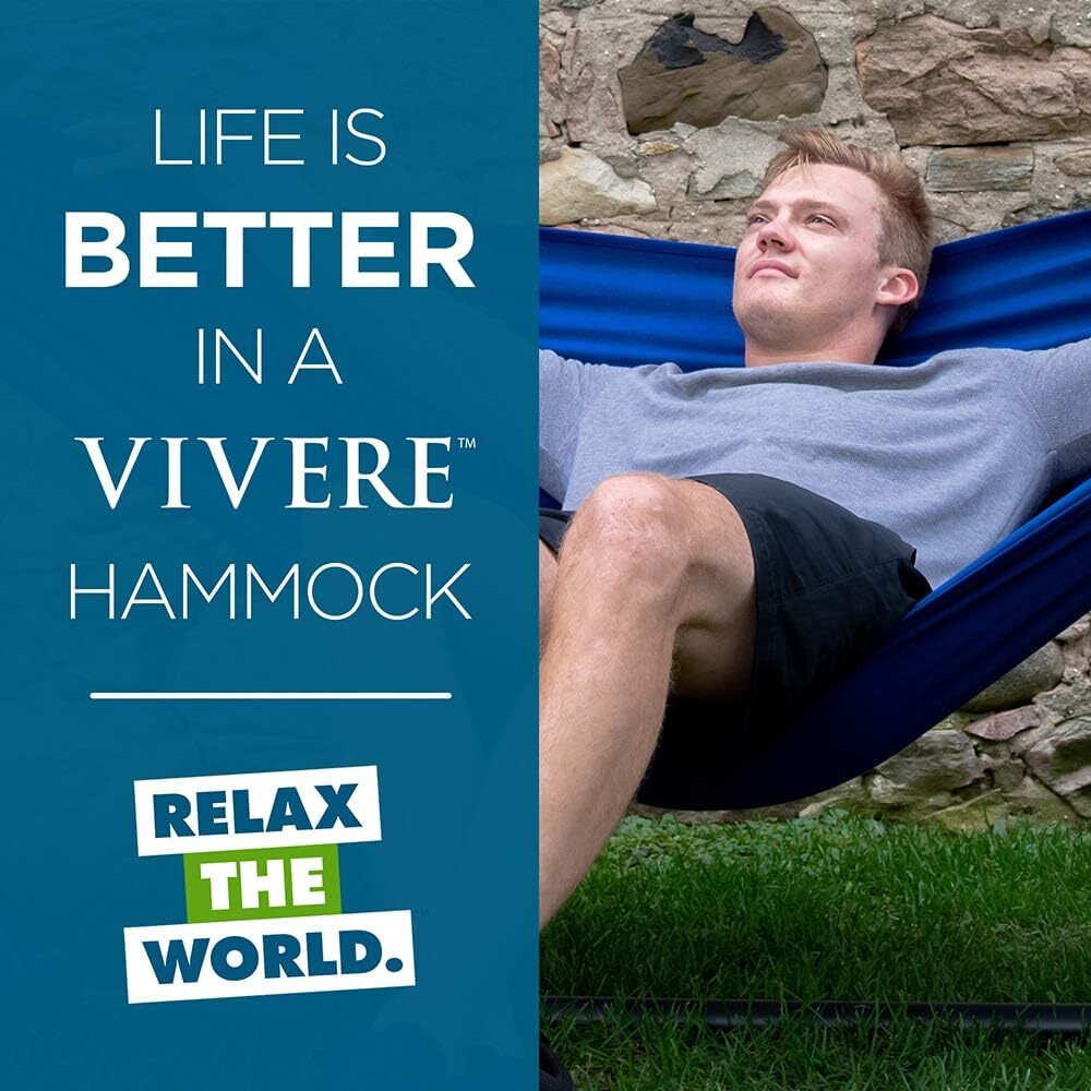 Vivere Double Cotton Hammock with Steel Stand, 450 lb Capacity, Tropical Colors, Includes Premium Carry Bag