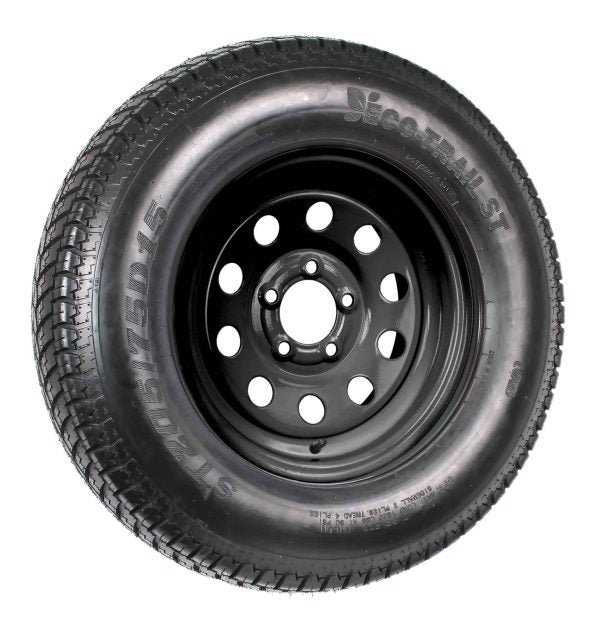 2-Pk Trailer Tire On Black Wheel Modular Rim ST205/75D15 LRC 5 Lug On 4.5 15 x 5.