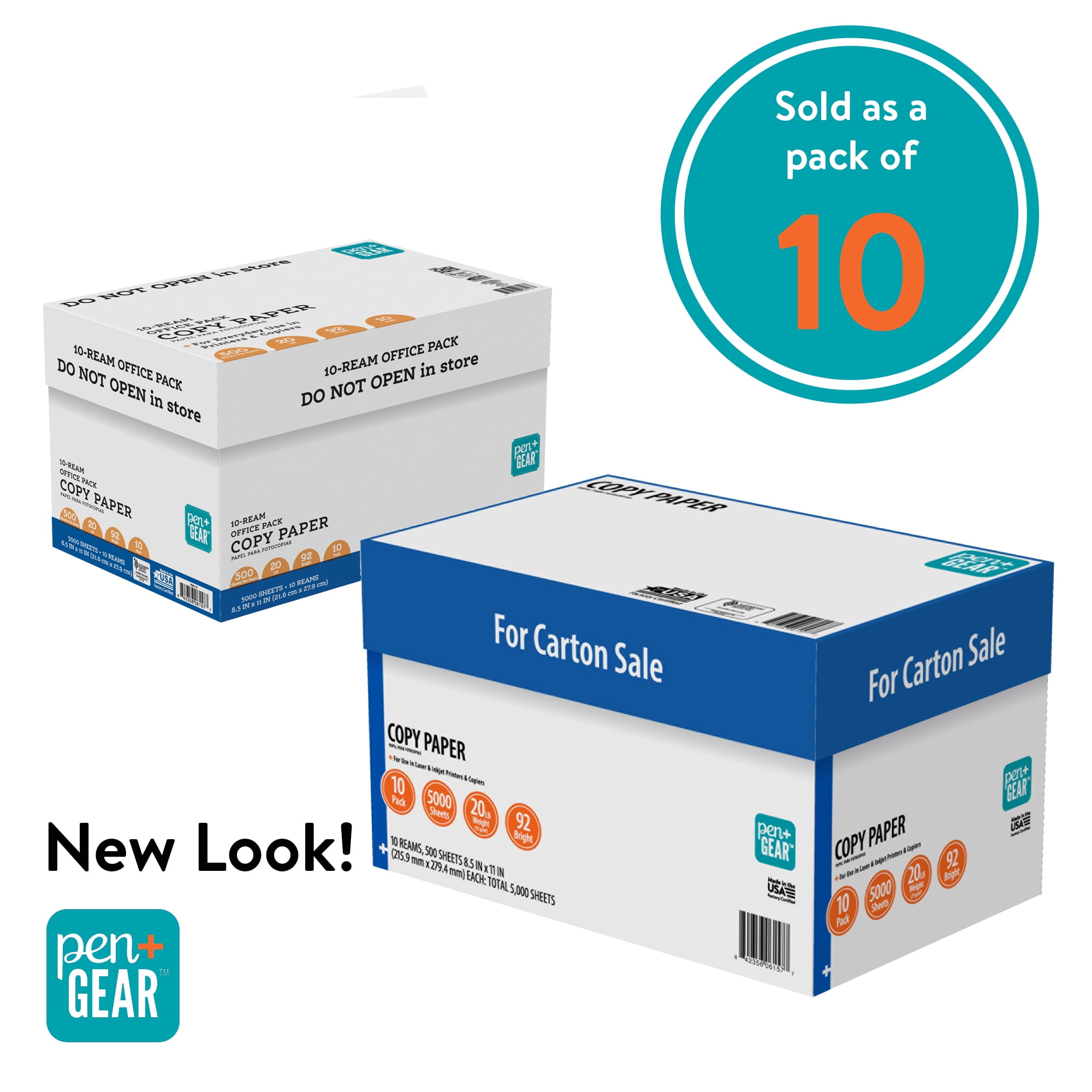 Pen+Gear Copy Paper, 8.5��� x 11���, 92 Bright, 20 lb, 10 Ream Case, 5,000 Sheets, SFI Certified