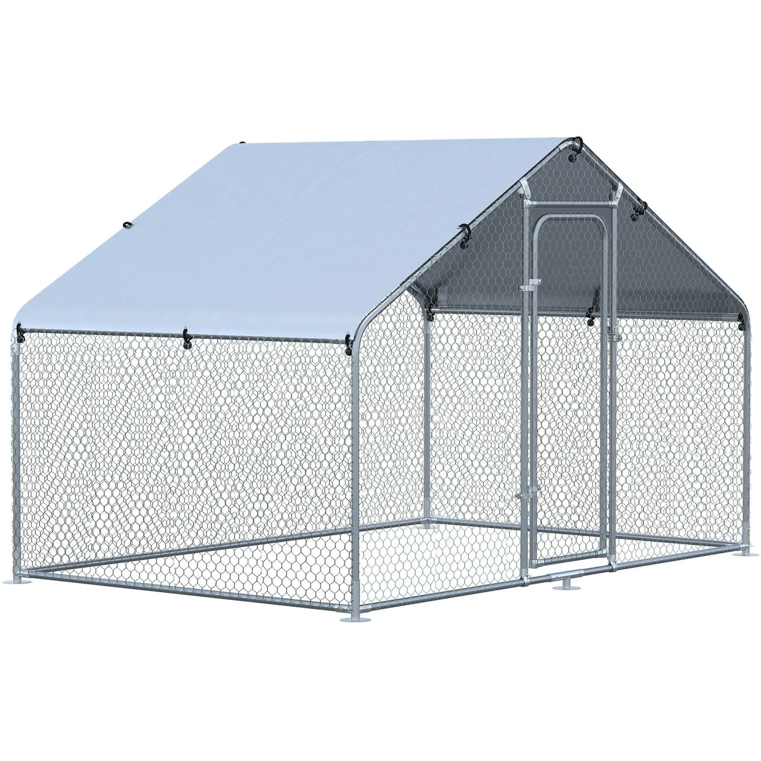 GFVCNIO PawHut Large Coop Metal Run with Waterproof and Anti-UV Cover Spire Shaped Walk-in Fence Cage Hen House for Outdoor and Yard Farm Use 1.26?? Tube Diameter 9.8?? x 6.6?? x 6.4??