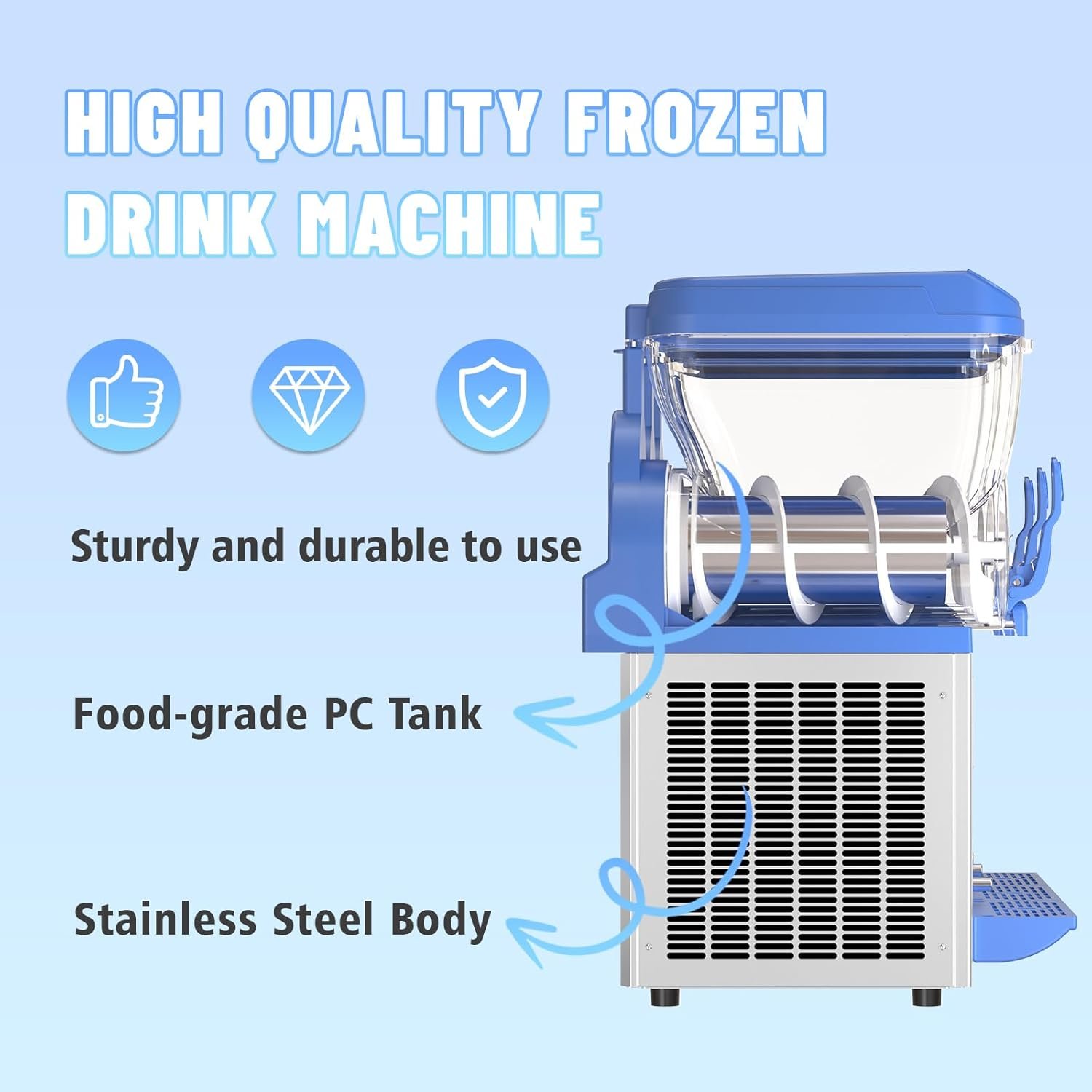 Commercial Slushy Machine �C 1000W 30L Tanks Slush Maker Machine 304 Stainless Steel Commercial Margarita Machines Efficient Cooling the Ideal Slushie Maker for Bars Cafes Restaurants