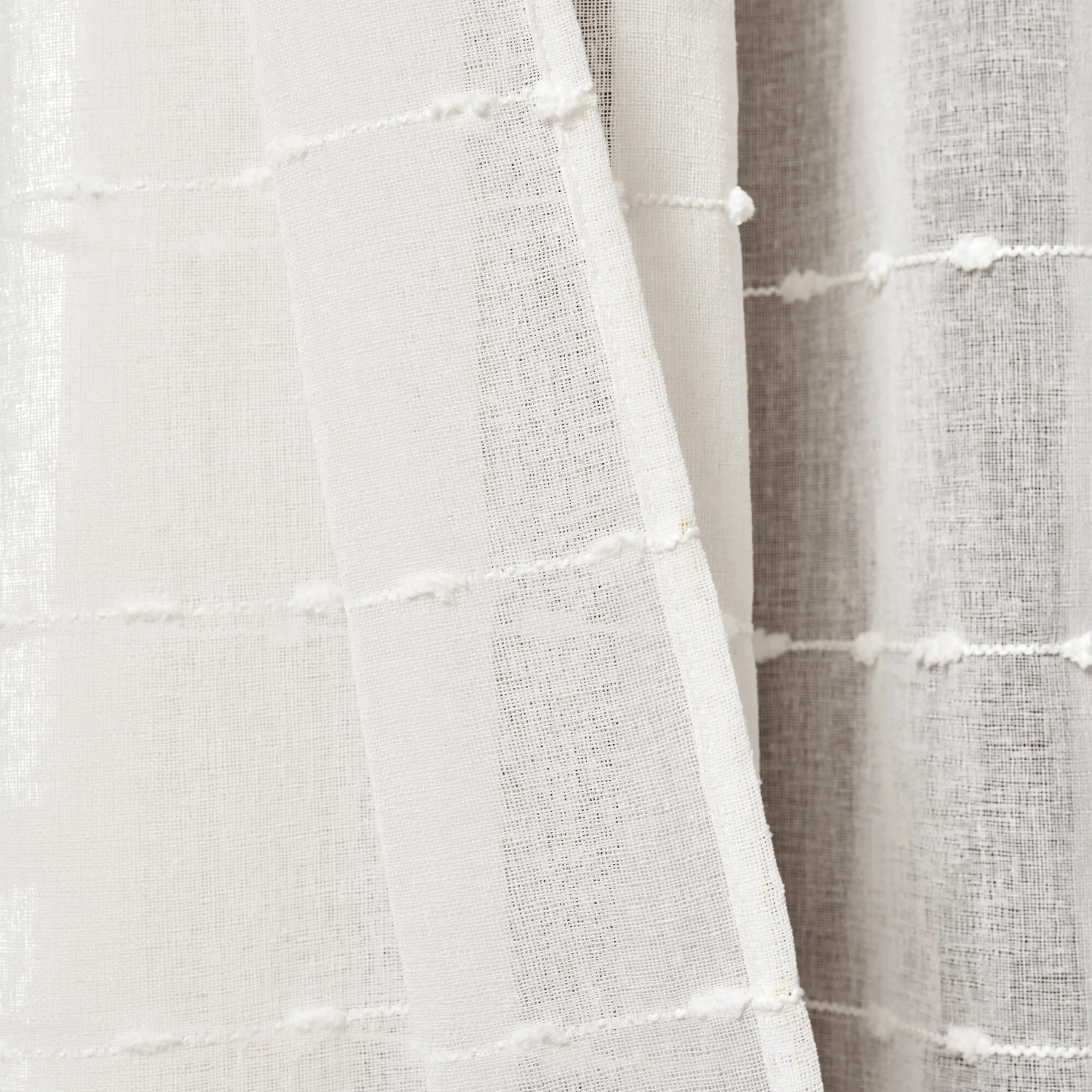 Lush Decor Farmhouse Textured Grommet Sheer Window Curtain Panel Pair