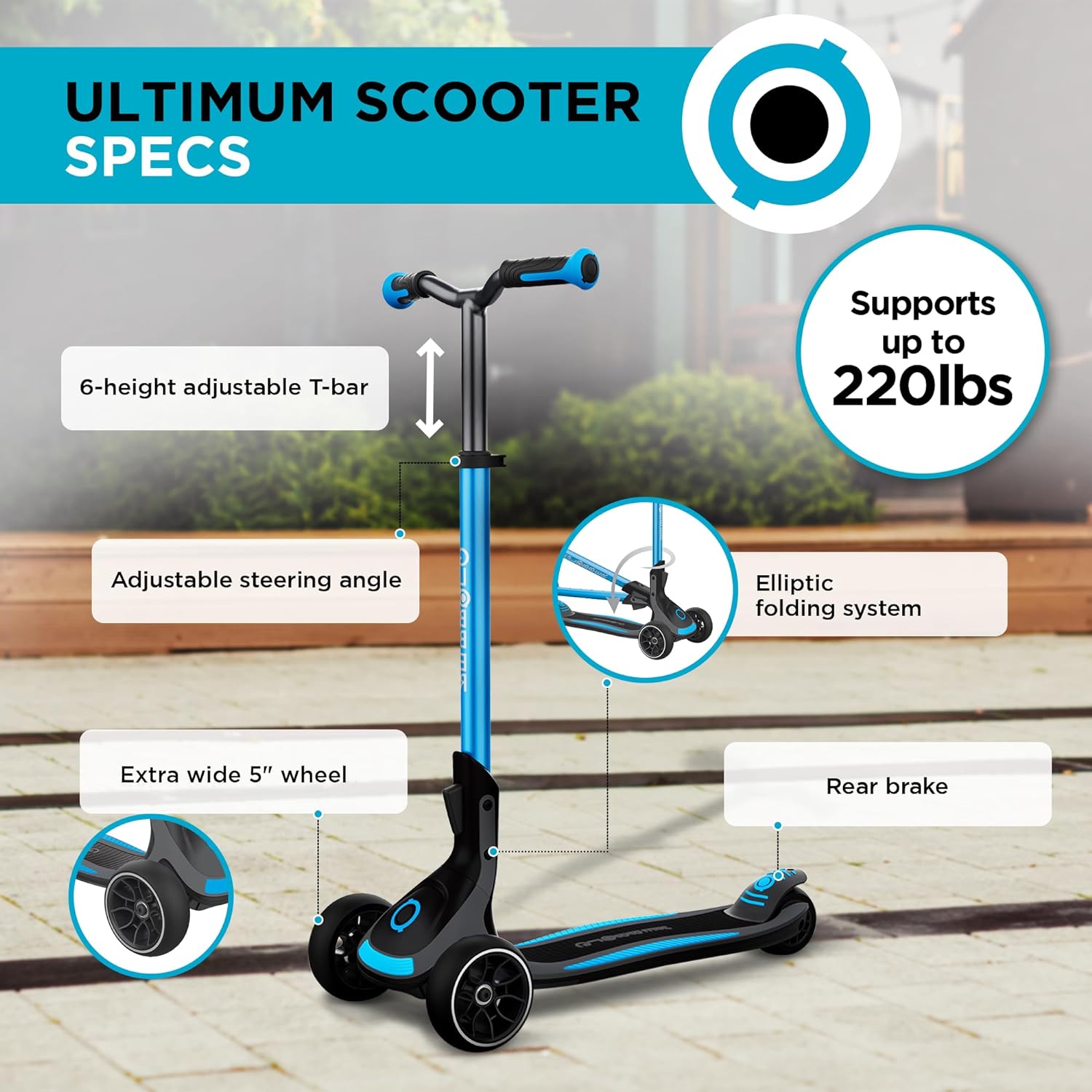 Scooter | 3-Wheel Kick Scooter for Adults & Kids 5+ | Foldable Kick Scooter with Safe, Non-Slip Deck & Premium Brakes