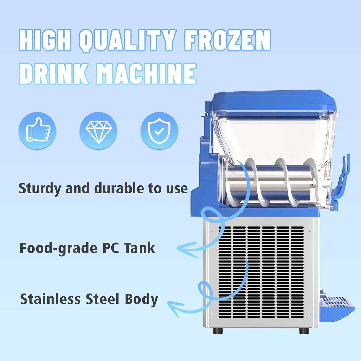 Commercial Slushy Machine �C 1000W 30L Tanks Slush Maker Machine 304 Stainless Steel Commercial Margarita Machines Efficient Cooling the Ideal Slushie Maker for Bars Cafes Restaurants