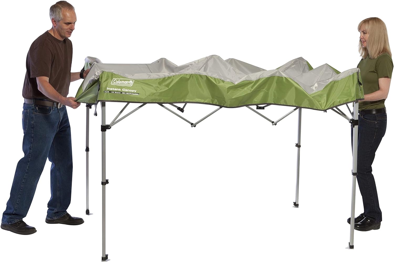 Canopy Sun Shelter with Instant Setup, Sun Shelter with Wheeled Carry Bag Sets Up in about 3 Mins, 7x5ft, 10x10ft, or 12x12ft Canopy for Sporting Events, Tailgating, Camping, & More