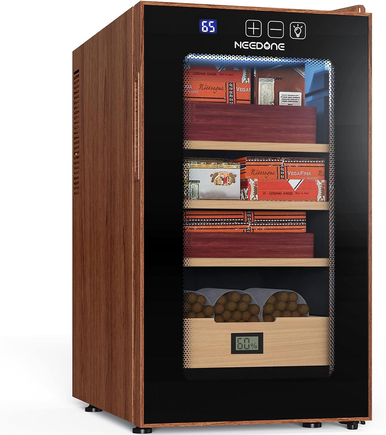 ThermoCigar 48L Cigar Humidor with Heating & Cooling, Cedar Wood, Digital Hygrometer, Quiet Electric Cooler for 350 Cigars