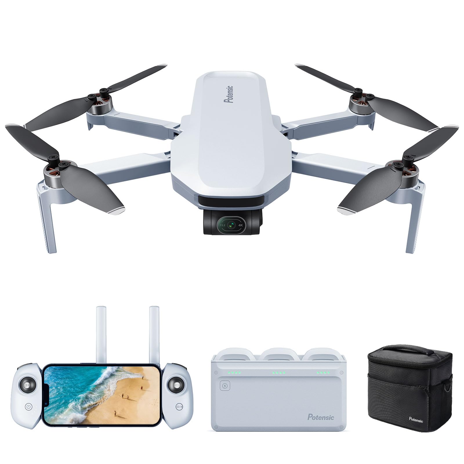 Potensic ATOM GPS Drone with Camera, Lightweight & Portable for Beginners, Includes Fly More Combo & Advanced Features