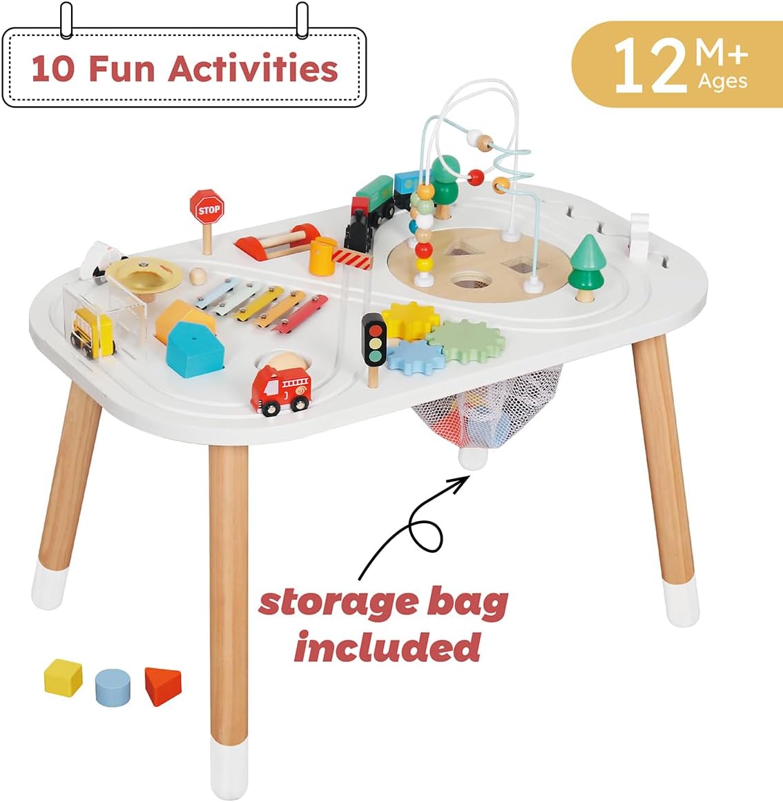 Touch Us Wooden Activity Table for Toddlers  C Montessori Toy with Bead Mazes, Gears & Xylophone, Ages 12 Months+