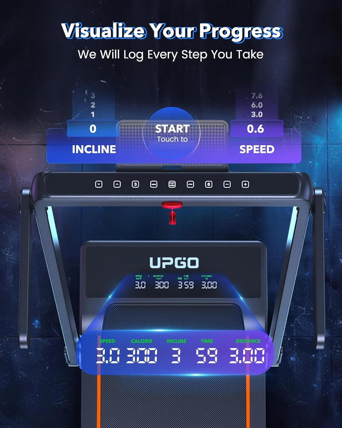 Walking Pad Treadmill with Auto Incline, 9% Incline Treadmill with 3 Slopes, 300LBS Weight Capacity Under Desk Treadmill for Home/Office