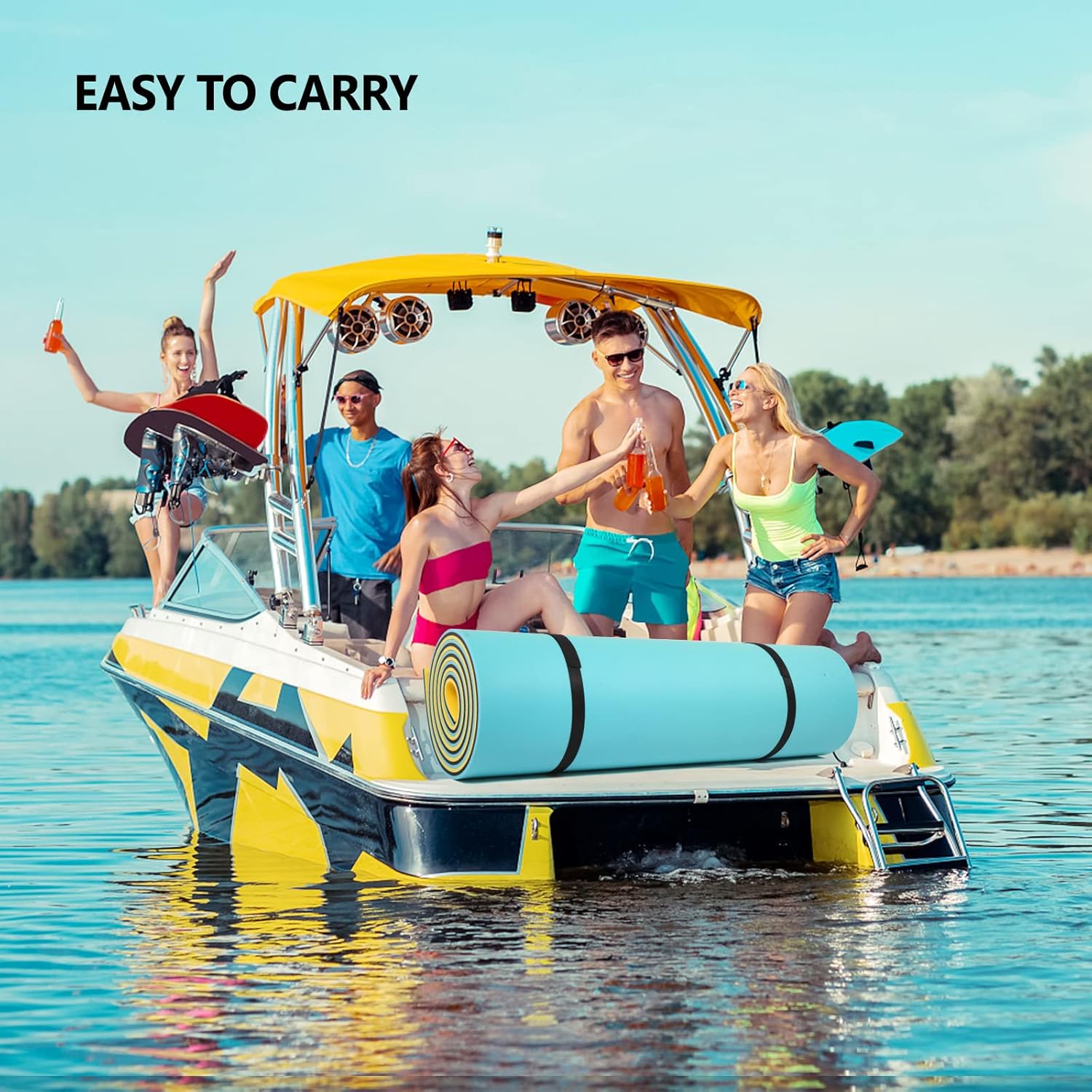 Floating Water Mat, 9/12/18 FT Lily Pad Floating Mat for The Water, 3-Layer XPE Foam Water Floating Island w/Bungee Tether & Storage Straps for Lake Pool Beach River