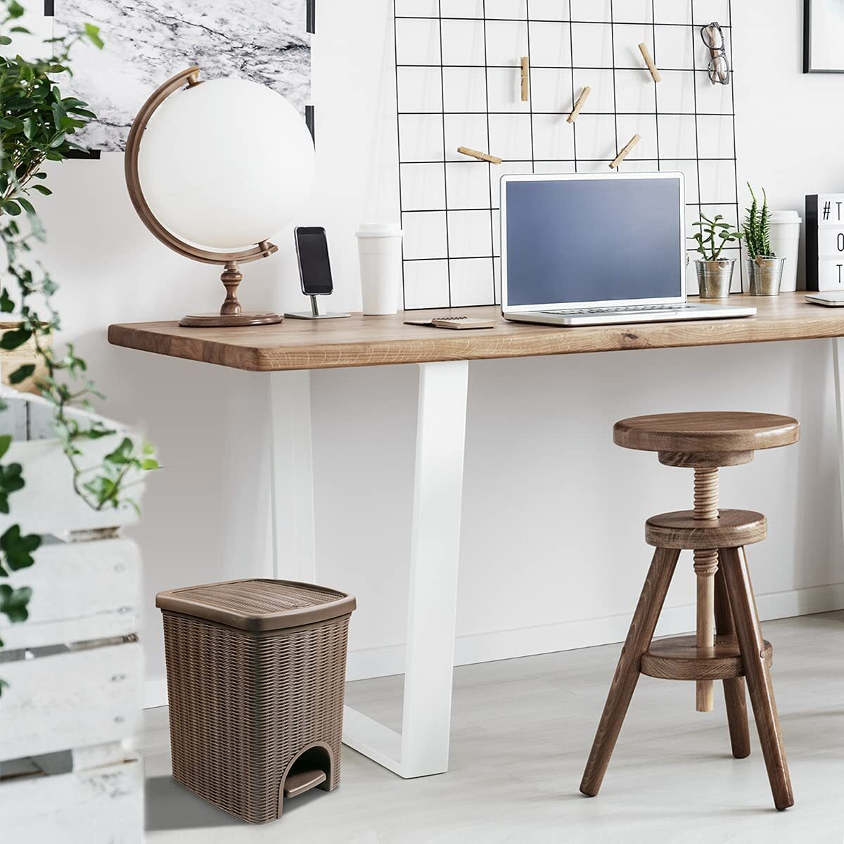 Elegance Dove Grey Dustbin, 31  27.5  39 cm  C Stylish Waste Bin for Home & Office