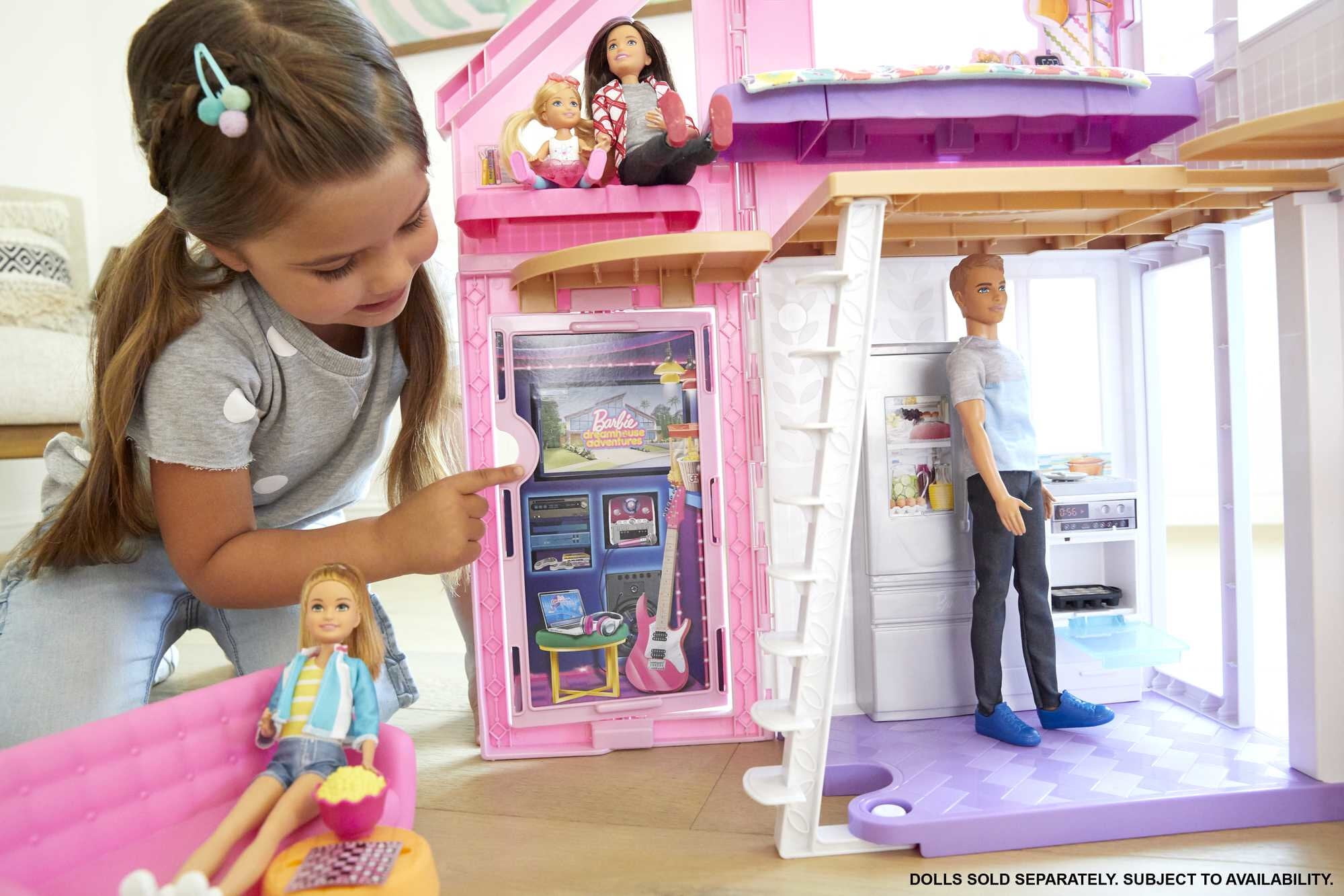 Barbie Malibu House Dollhouse Playset, 2-Story with 6 Rooms & 25+ Accessories, Multicolor