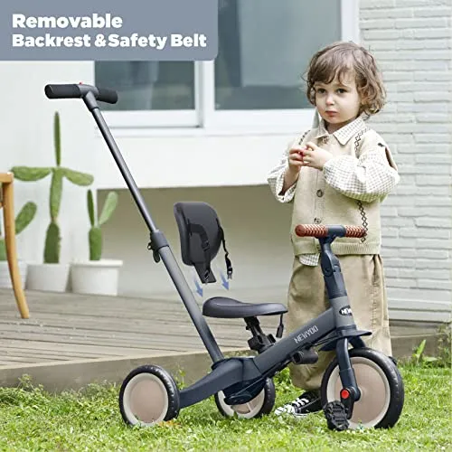 Newyoo Tricycles for 1-3 Year Olds, Toddler Bike with Backrest and Safety Belt