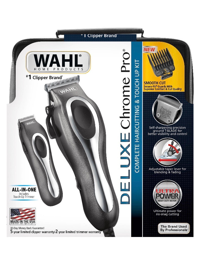Wahl Deluxe Chrome Pro Hair Clipper & Trimmer Kit, 25-Piece Set
