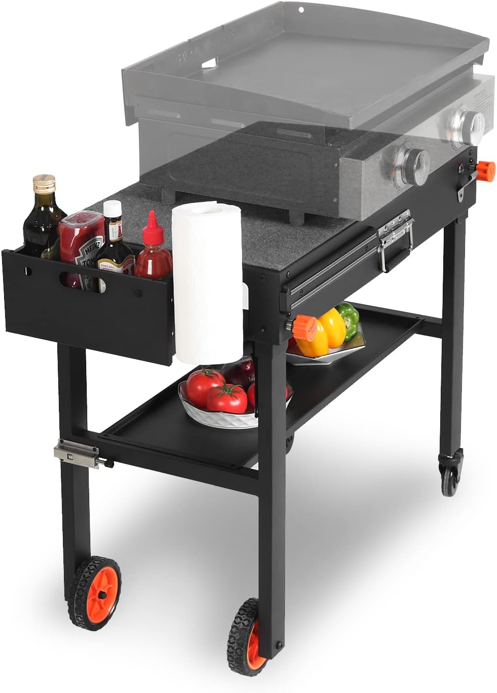 Grill Table for Blackstone Griddle, Portable Griddle Table with Caddy - Fit 17 ?or 22 ?Other Tabletop Grill, Foldable Ninja Grill Stand& Blackstone Griddle Stand for Outdoor Tailgating-Camping