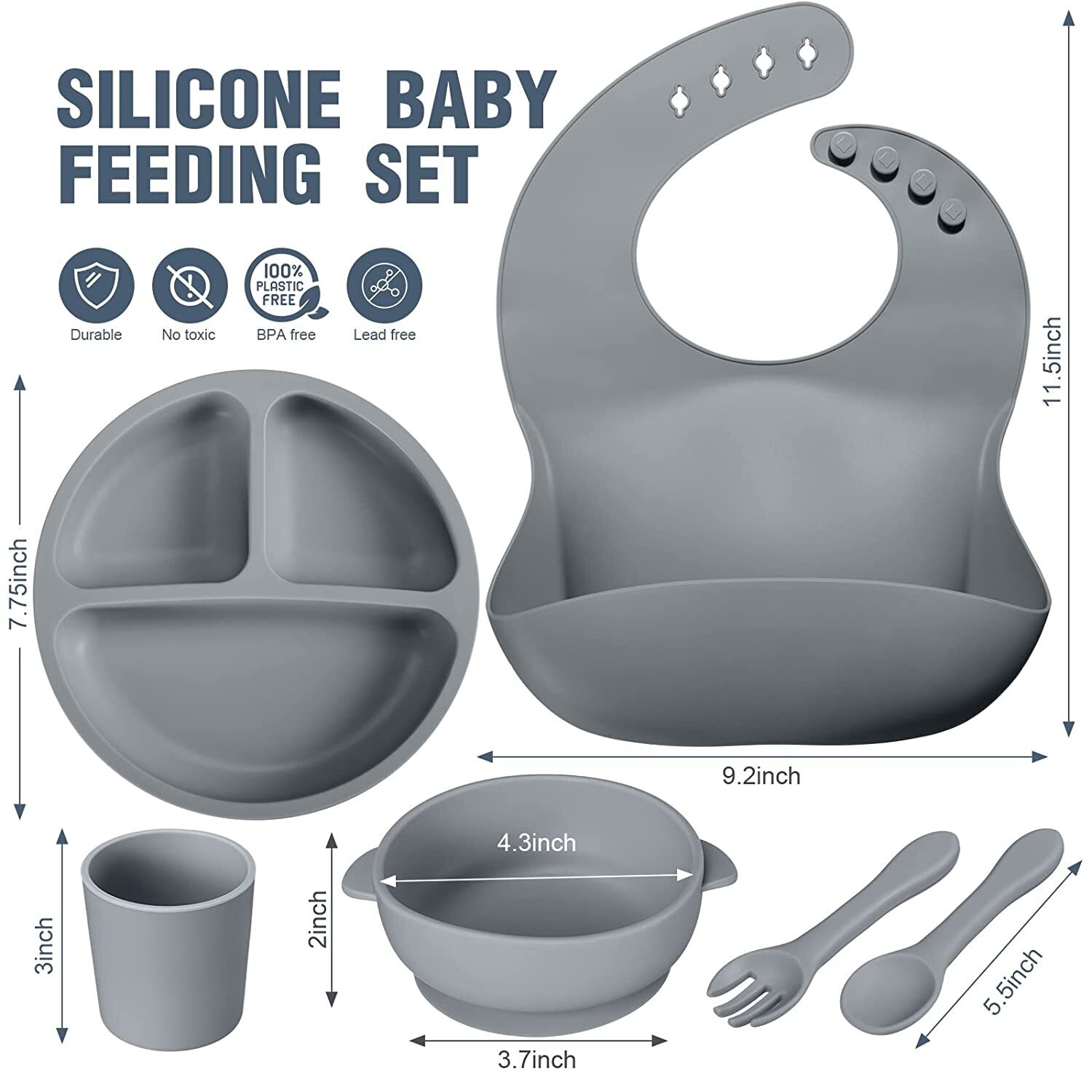 Silicone Baby Feeding Set by [Brand]  C 12-Piece, Includes Bibs, Plates, Bowls, Utensils, Cups, Safe & Durable