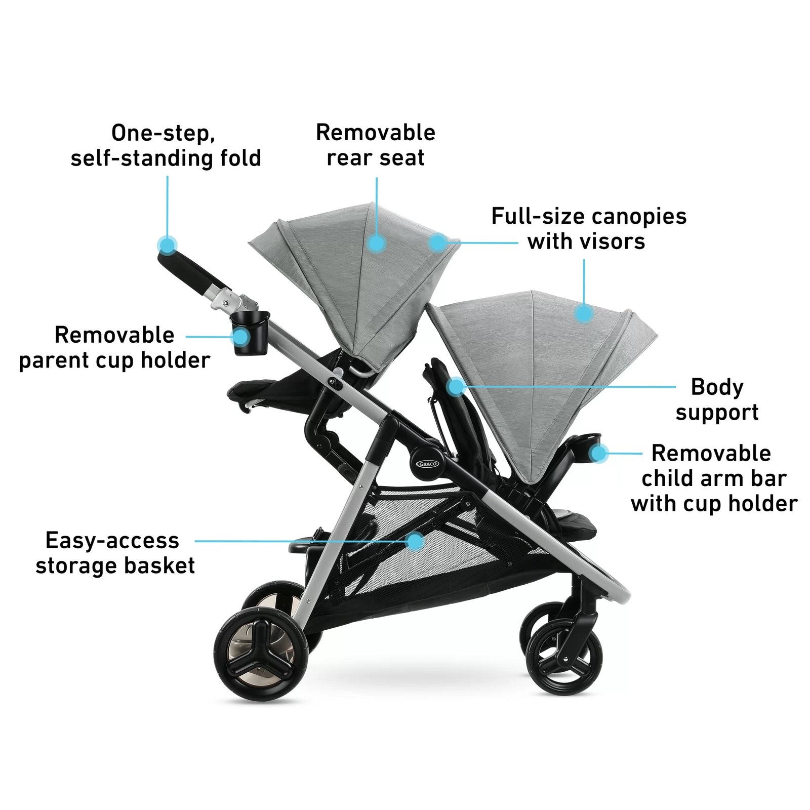 Graco Ready2Grow LX 2.0 Double Stroller Clark