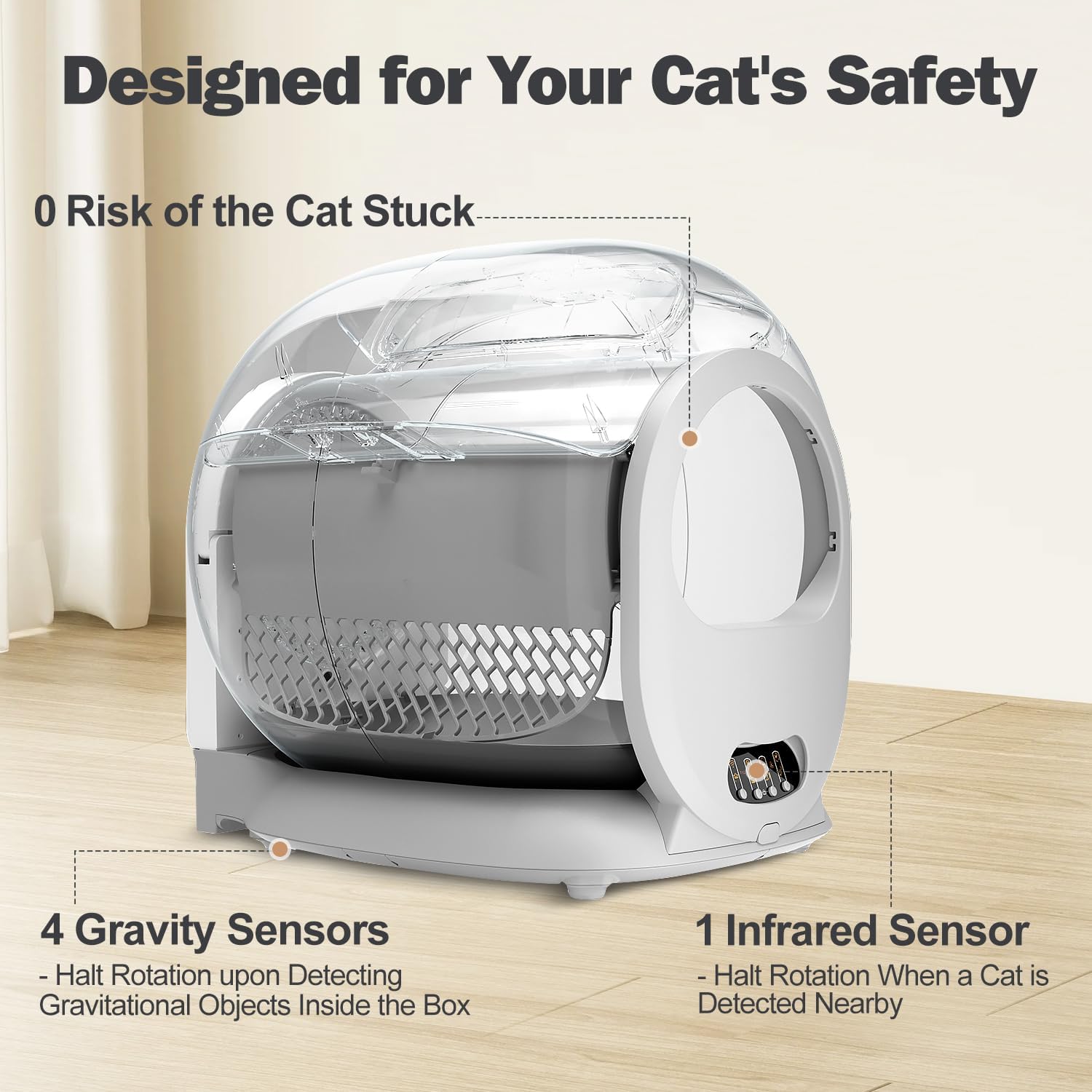 Self Cleaning Cat Litter Box, Scoop Free Automatic Cat Litter Box Extra Large Litter Box for Multiple Cats, Odor Removal Anti Pinch Kitty Litter Box, APP Control