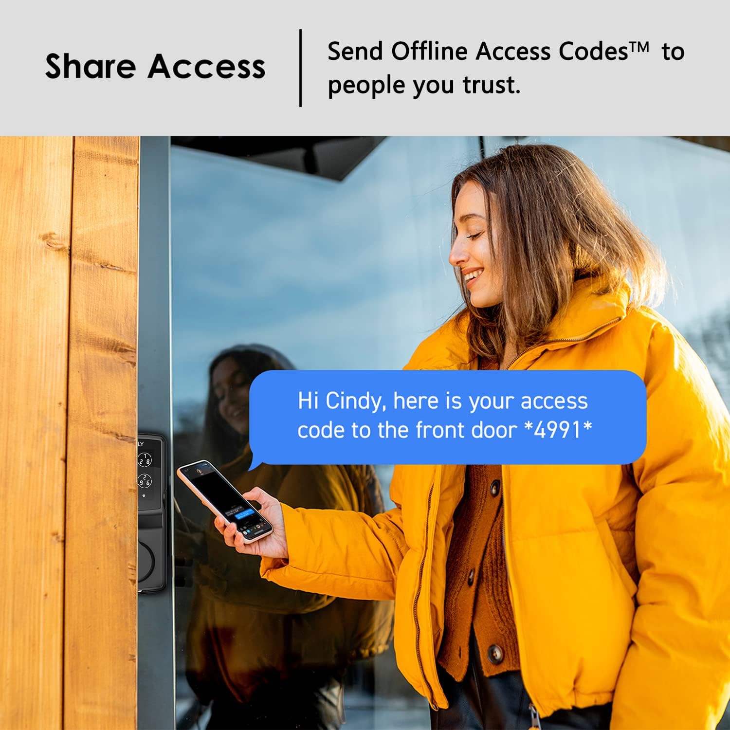 Lockly Smart Door Lock  C Keyless Entry with Biometric Fingerprint, Voice Control, Matte Black, Latch Edition, Wi-Fi & Bluetooth Enabled