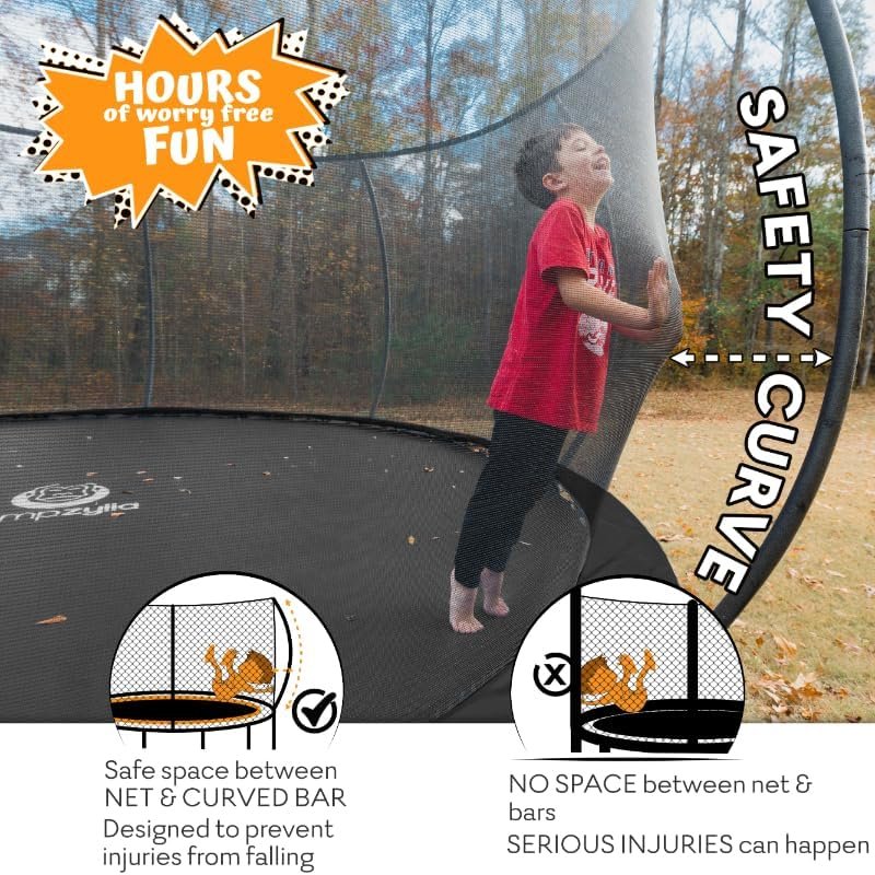 JUMPZYLLA Trampoline 8FT 10FT 12FT 14FT 15FT 16FT Trampoline with Enclosure �C Recreational Trampolines with Ladder and AntiRust Coating, ASTM Approval Outdoor Trampoline for Kids