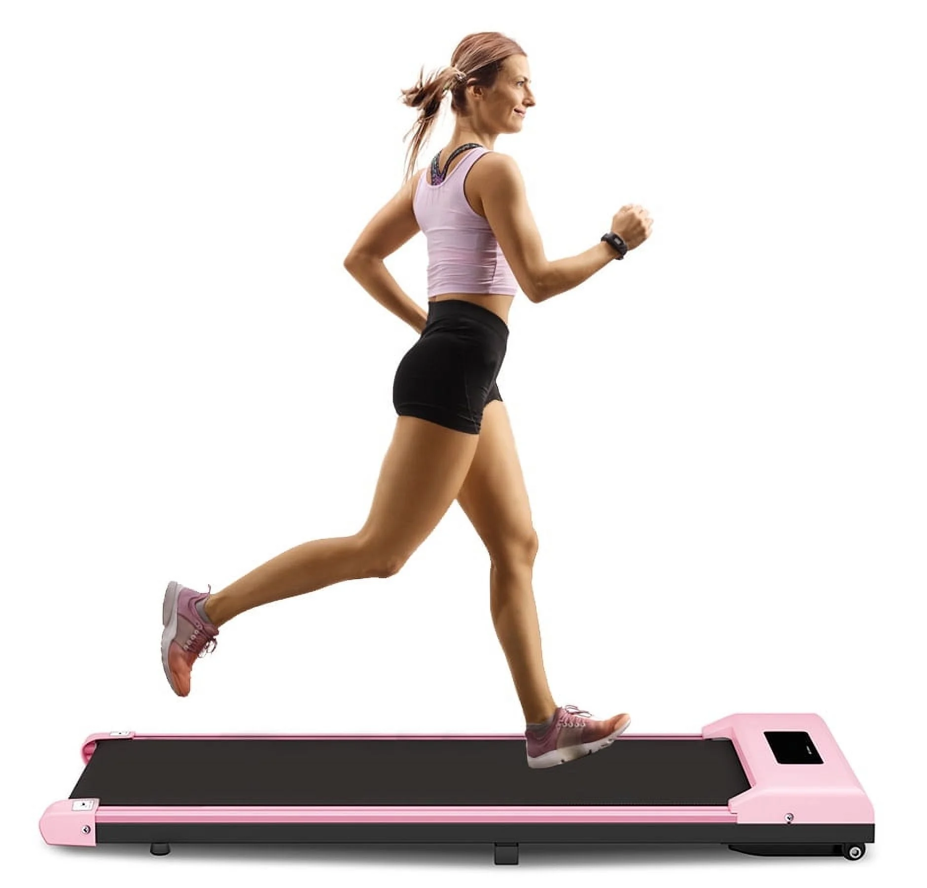 Bigzzia Walking Pad Under Desk Treadmill, Pink  C Portable, Silent Motor, LCD Display, Remote Control, 265 lbs Capacity, No Installation Needed