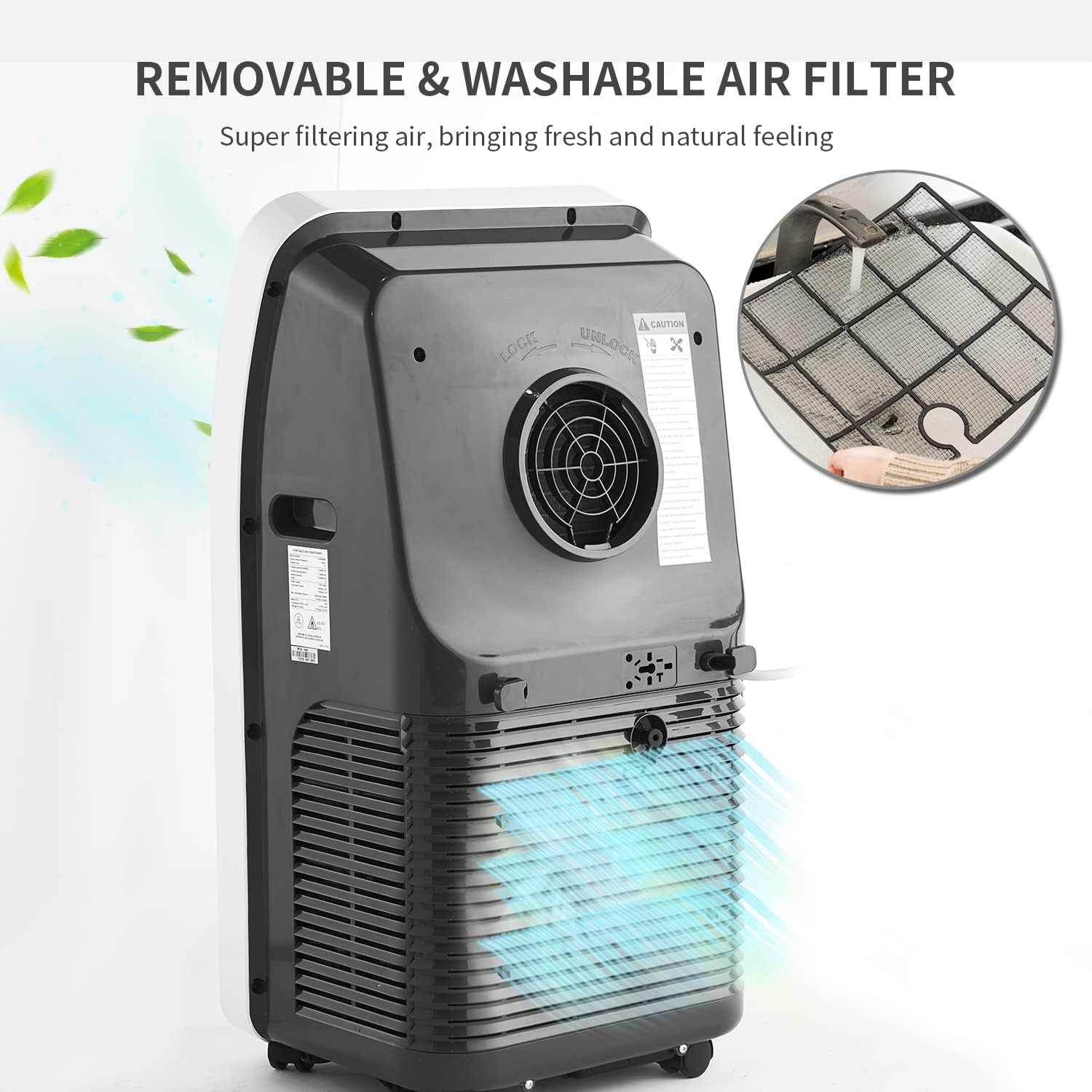 Portable Air Conditioner Cools up to 300 Sq.ft, 4-IN-1 Portable AC Unit with Cooling, Dehumidifier, Fan, 24H Timer (Window Venting Kit Included)