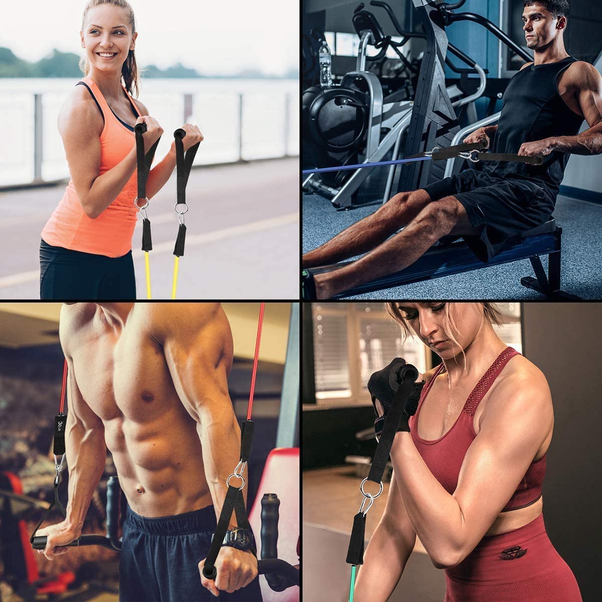 Whatafit Resistance Bands Set  C 100% Natural Latex, Adjustable 10-150 lbs, Home Gym Kit with Door Anchor & Handles, Portable Fitness Equipment