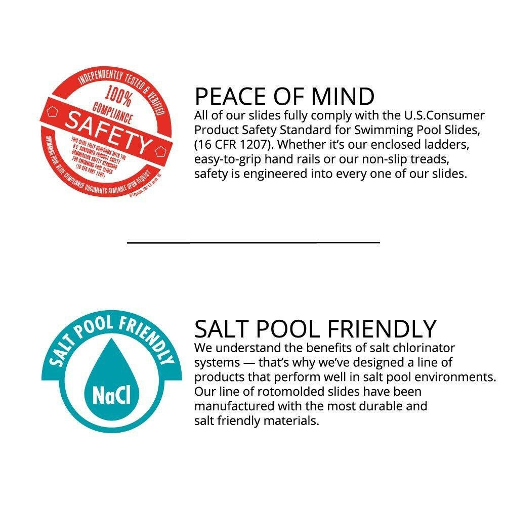 S.R. Smith 698-209-58124 Cyclone Right Curve Swimming Pool Slide, Gray Granite