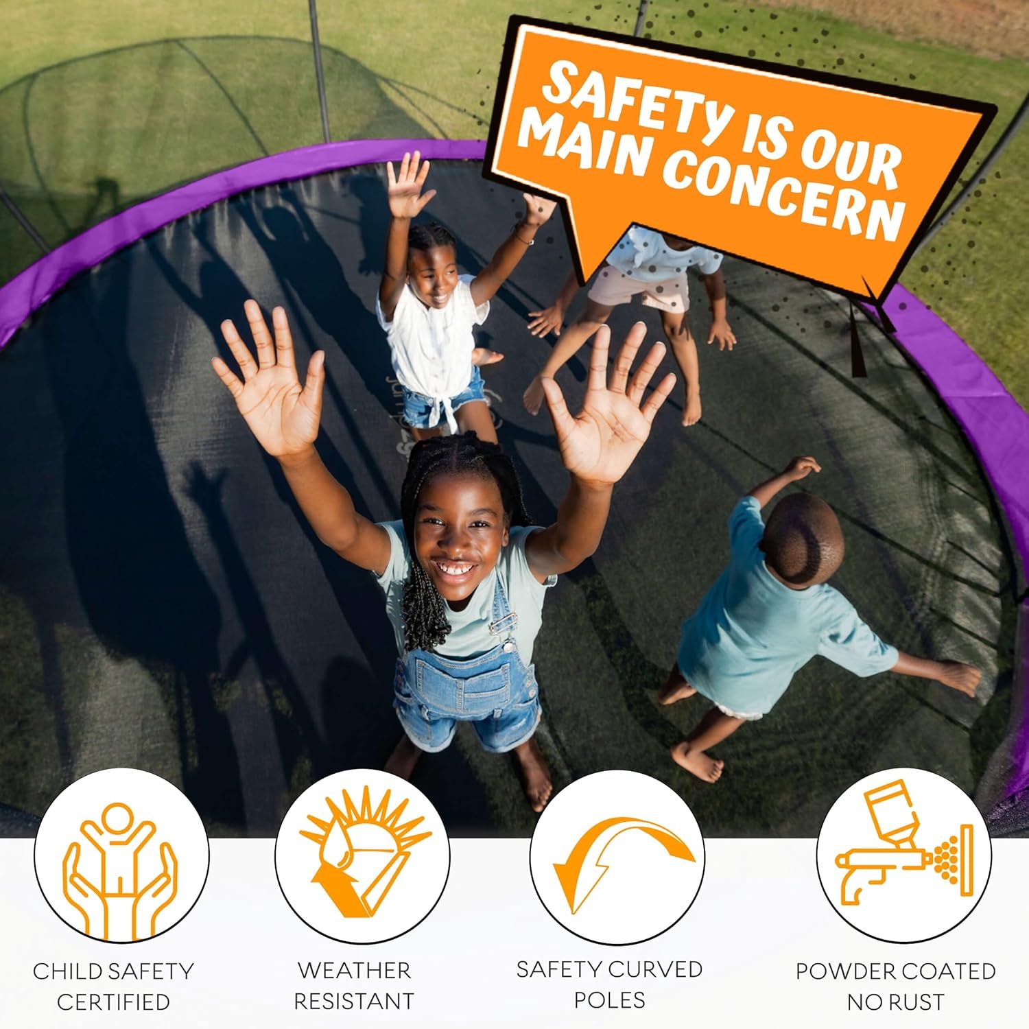 JUMPZYLLA Trampoline 8FT 10FT 12FT 14FT 15FT 16FT Trampoline with Enclosure �C Recreational Trampolines with Ladder and AntiRust Coating, ASTM Approval Outdoor Trampoline for Kids