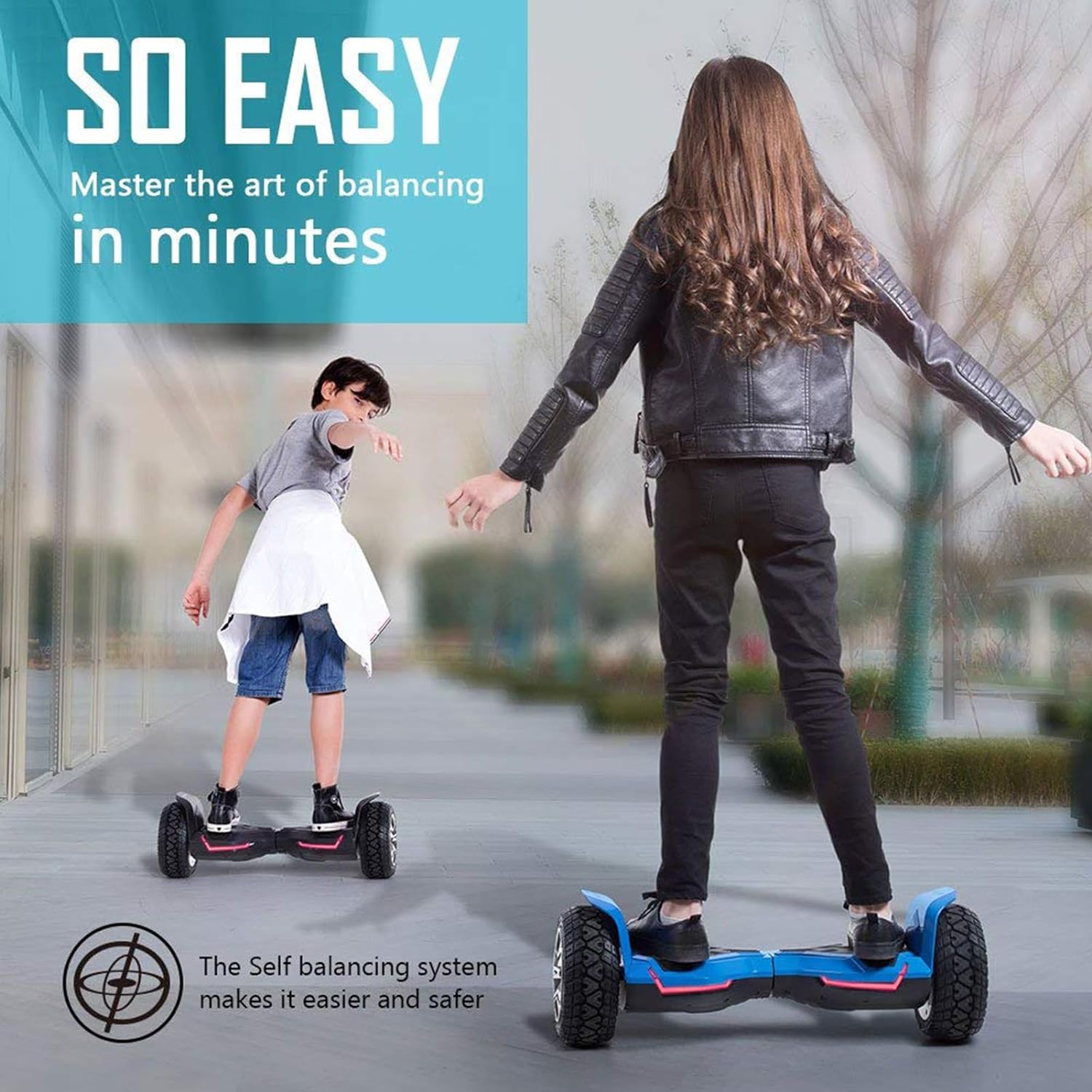 8.5 inch All Terrain Off Road Hoverboard with Bluetooth Speakers and LED Lights, UL2272 Certified Self Balancing Scooter